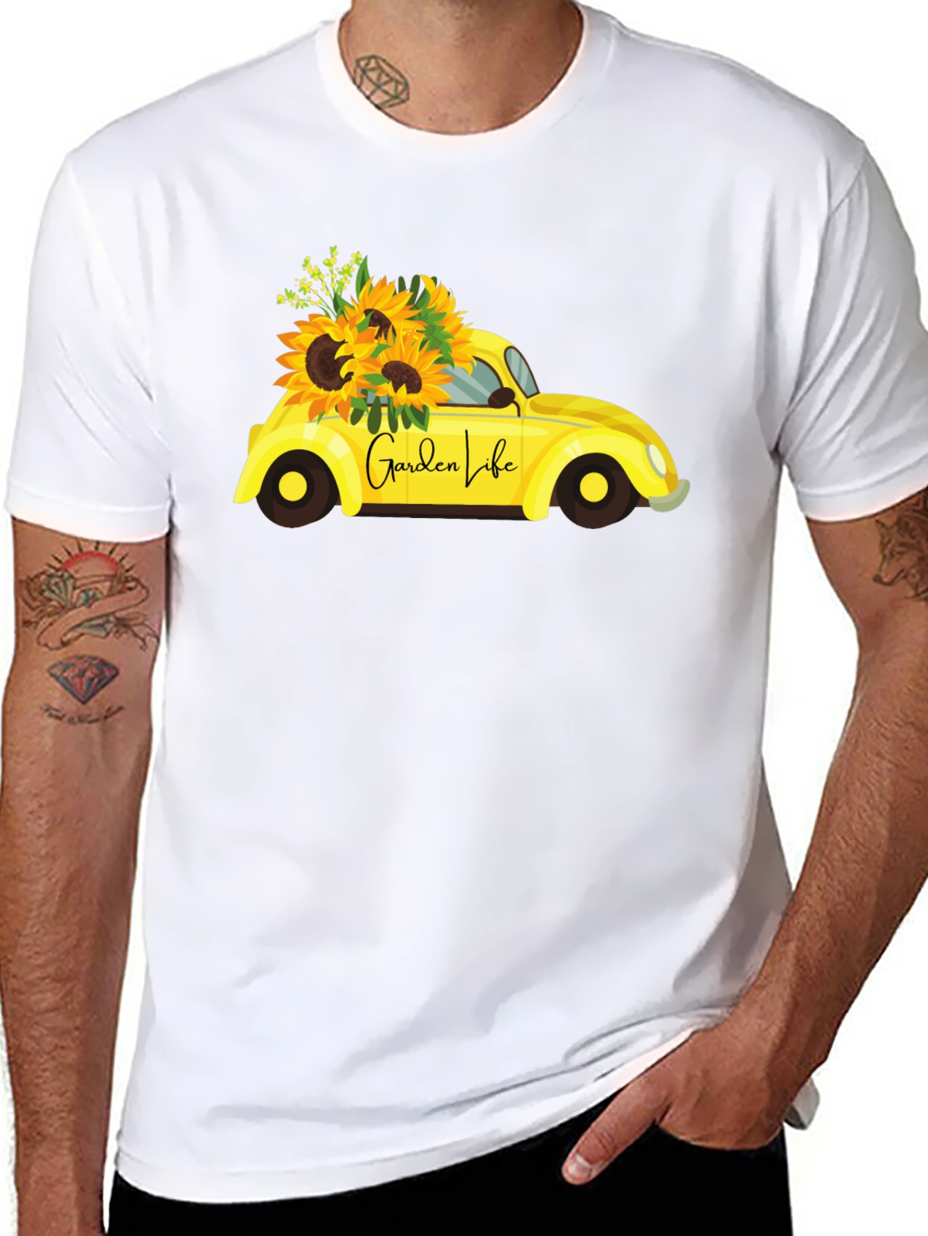Garden Life Black T-Shirt - Sunflower Car