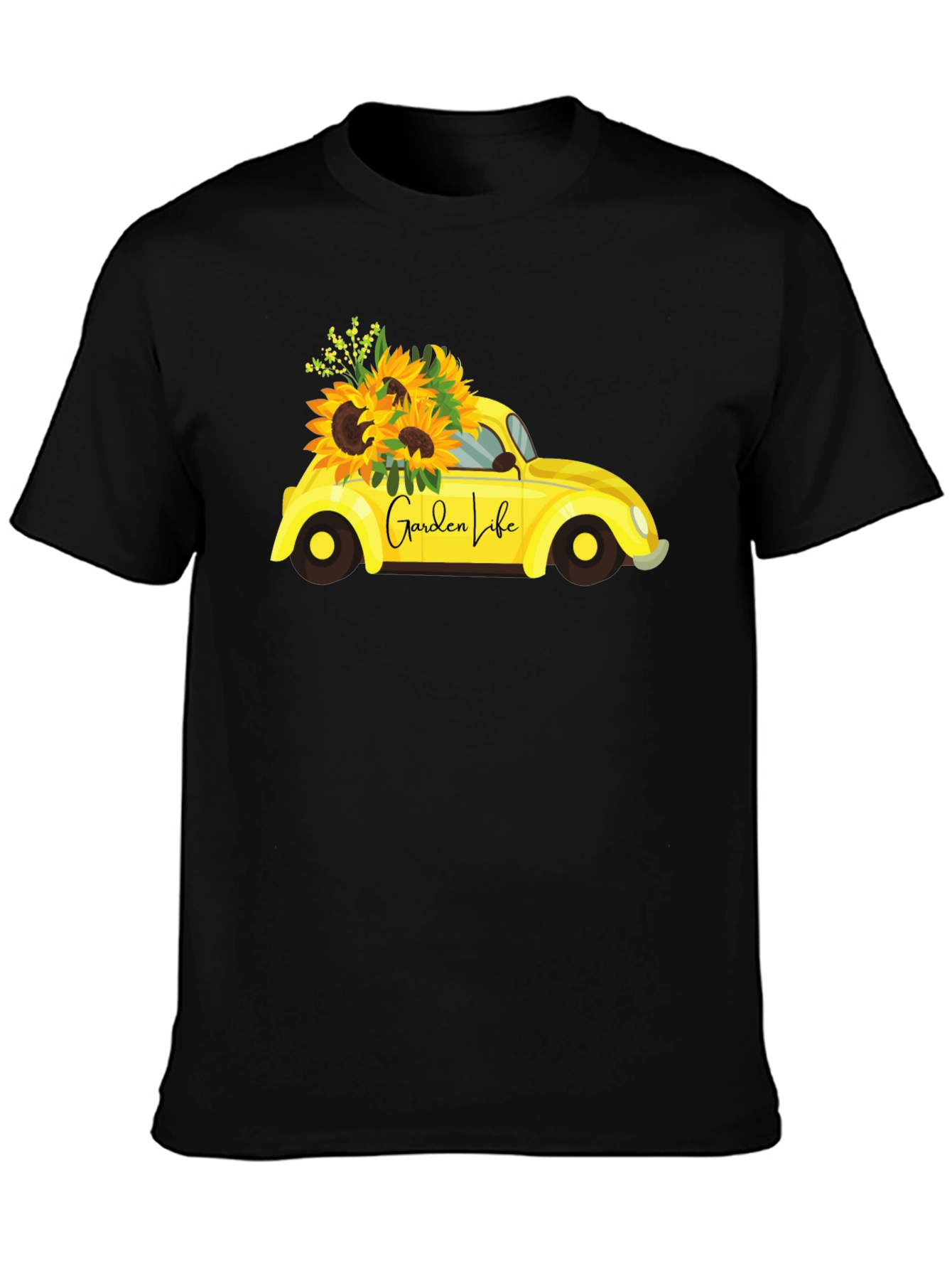 Garden Life Black T-Shirt - Sunflower Car