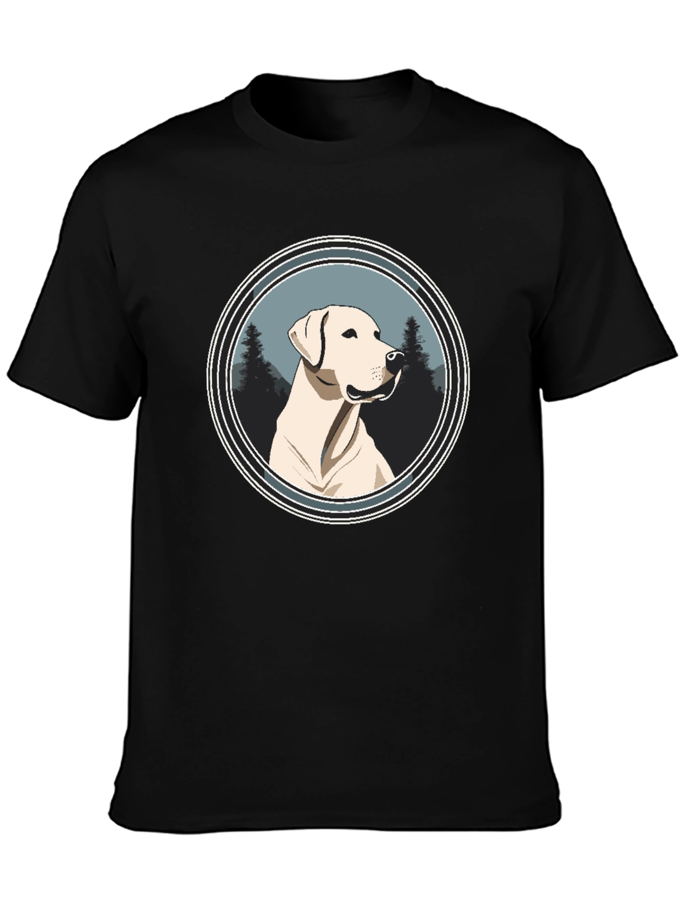 Dog Graphic Tee - Black Cotton T-Shirt