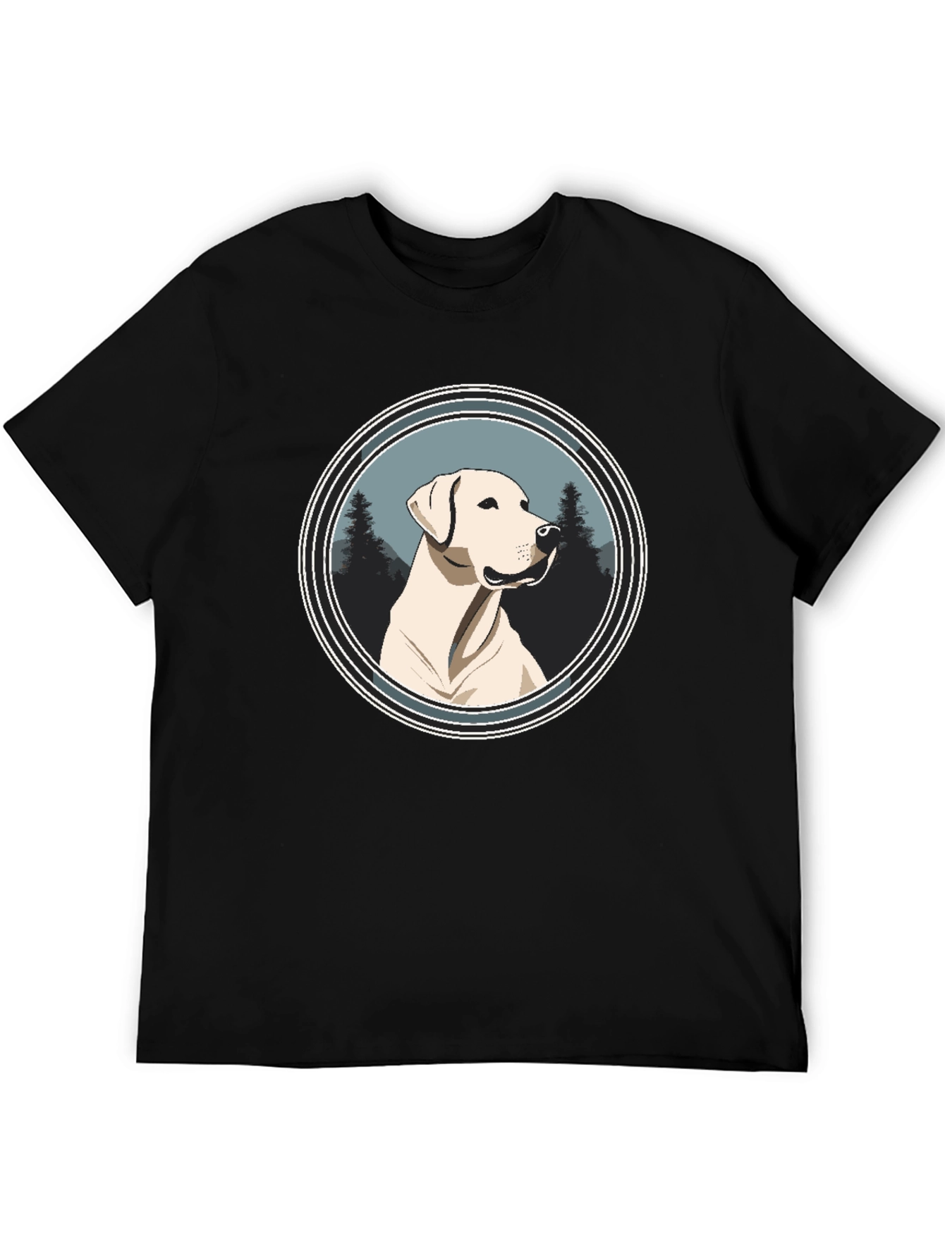 Dog Graphic Tee - Black Cotton T-Shirt