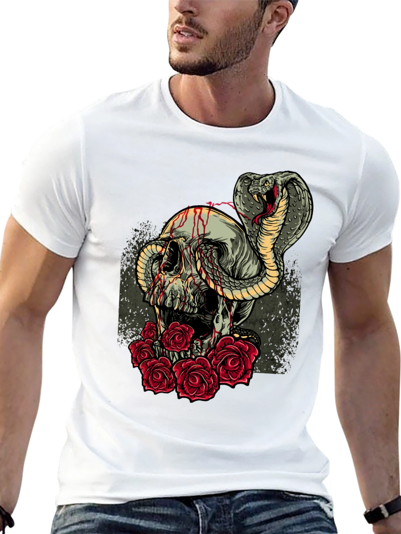 Skull & Snake Graphic Tee - Mens Black T-Shirt