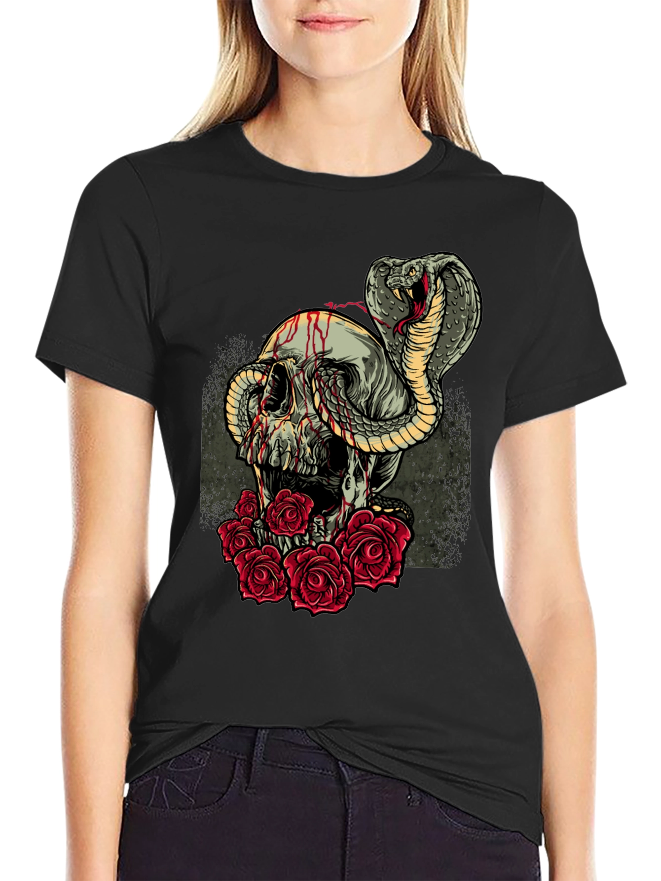Skull & Snake Graphic Tee - Mens Black T-Shirt
