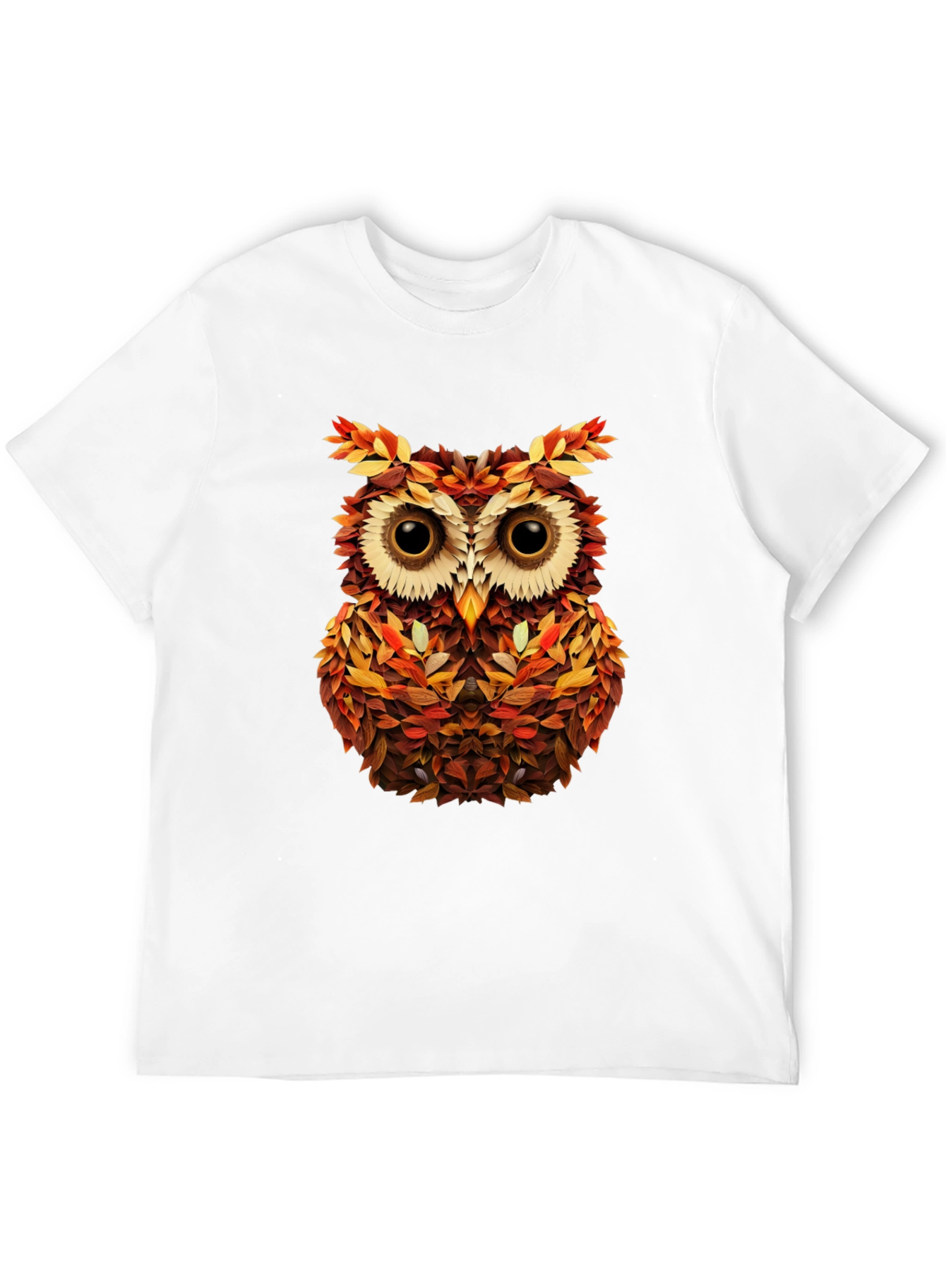 Autumn Owl Graphic Tee - Nature Inspired Black T-Shirt