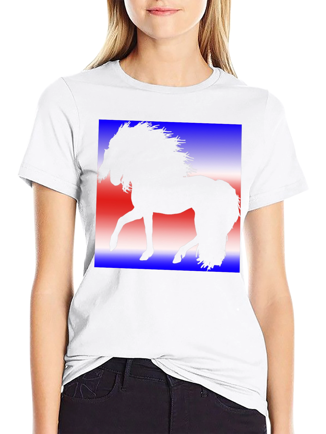 Horse Silhouette Graphic Tee - Patriotic Design