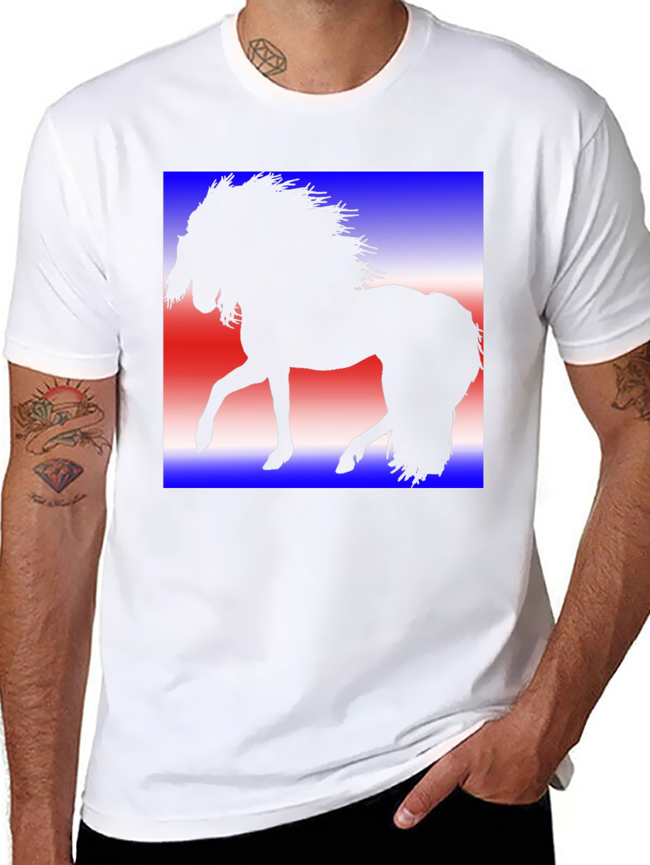 Horse Silhouette Graphic Tee - Patriotic Design