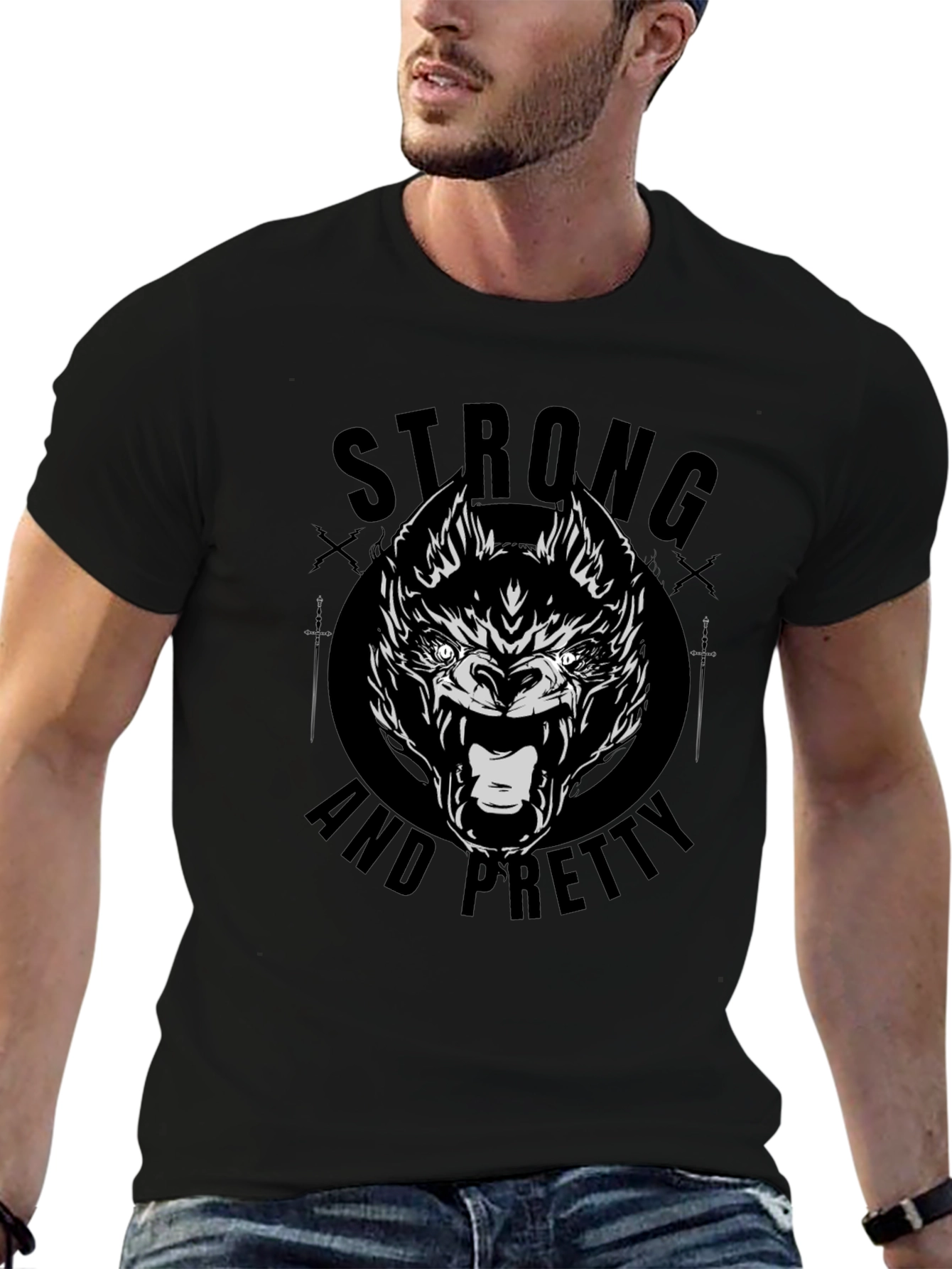 Strong and Pretty Wolf Graphic T-Shirt