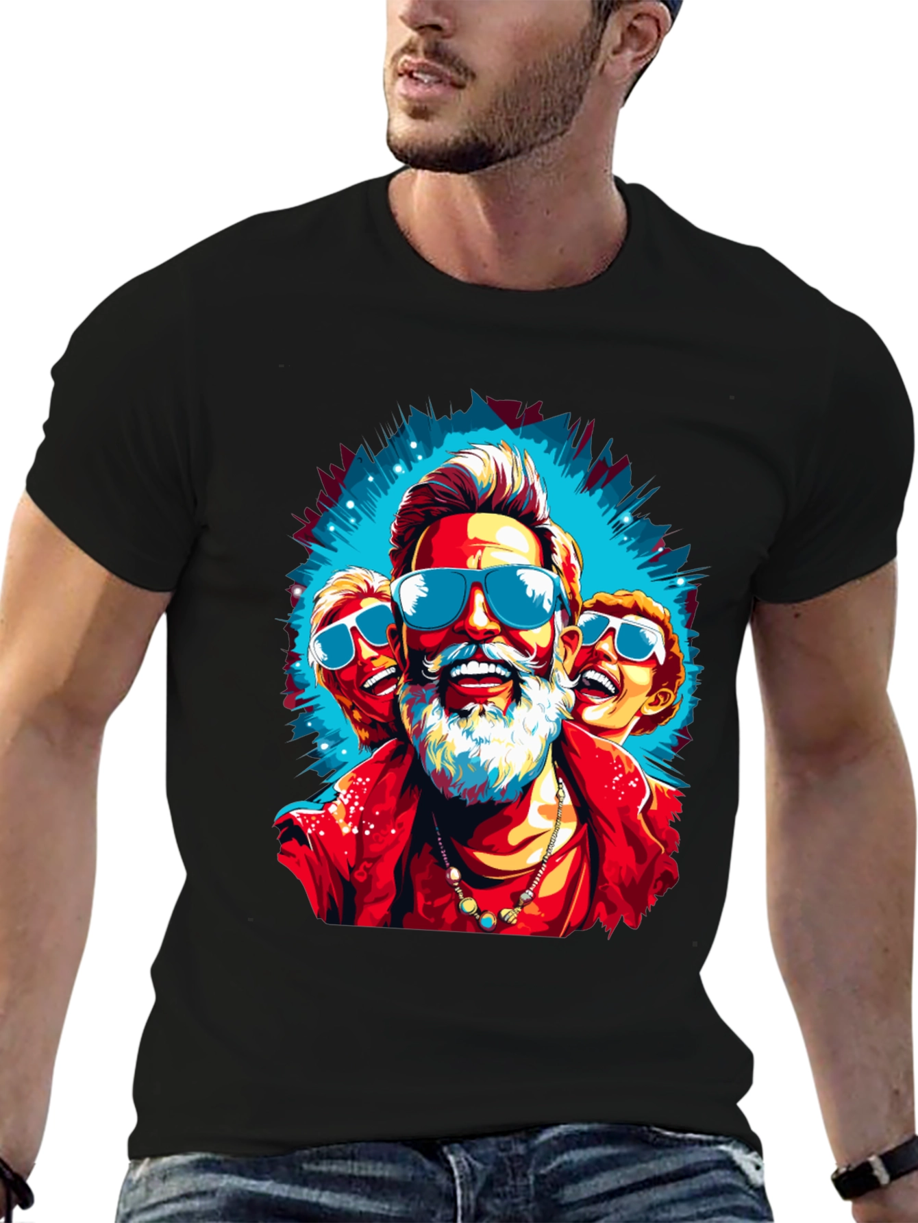 Funky Santa Graphic Tee - Cool Holiday Style