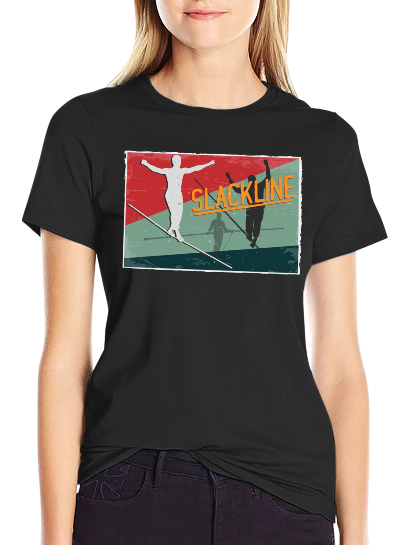 Slackline Graphic Tee - Black Cotton T-Shirt