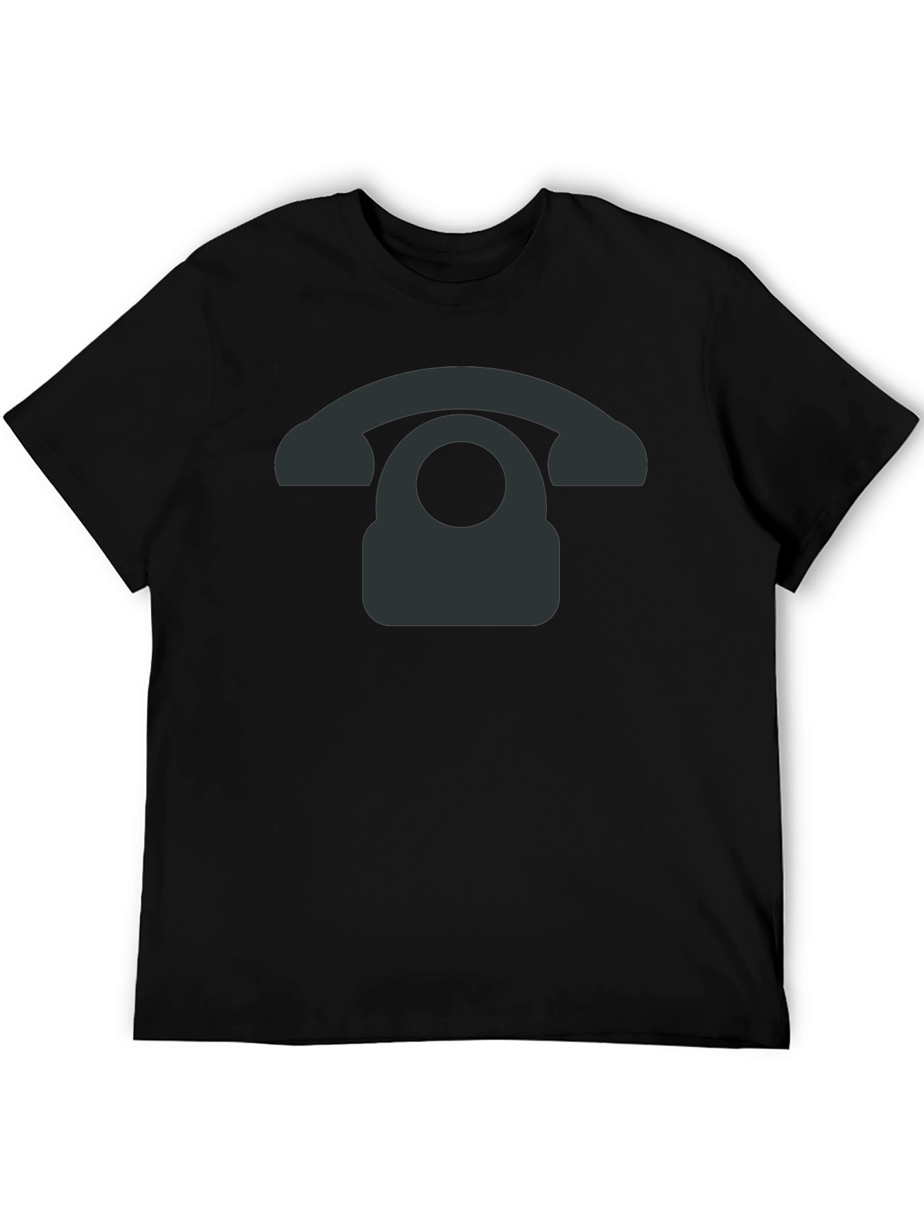 Retro Phone Graphic Tee - Black Cotton Blend