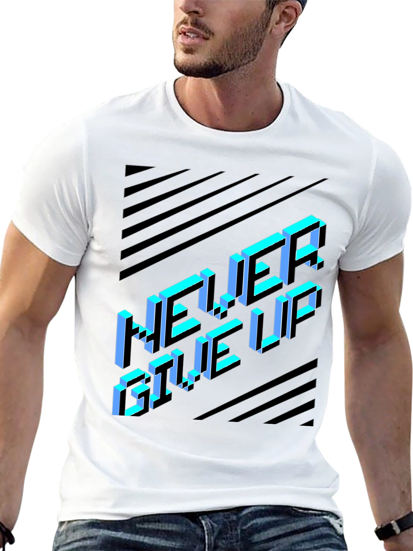 Never Give Up Graphic Tee - Black