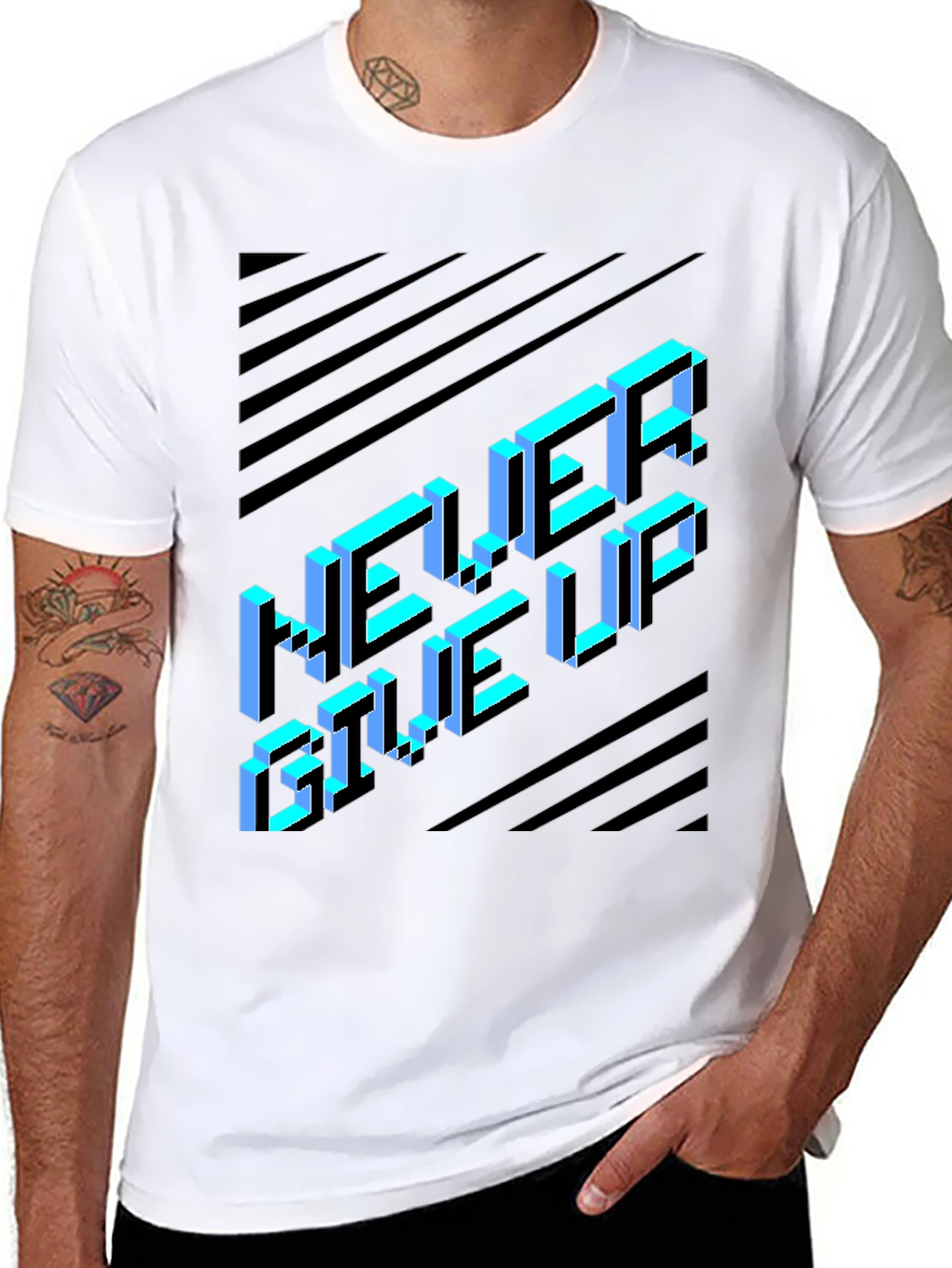 Never Give Up Graphic Tee - Black