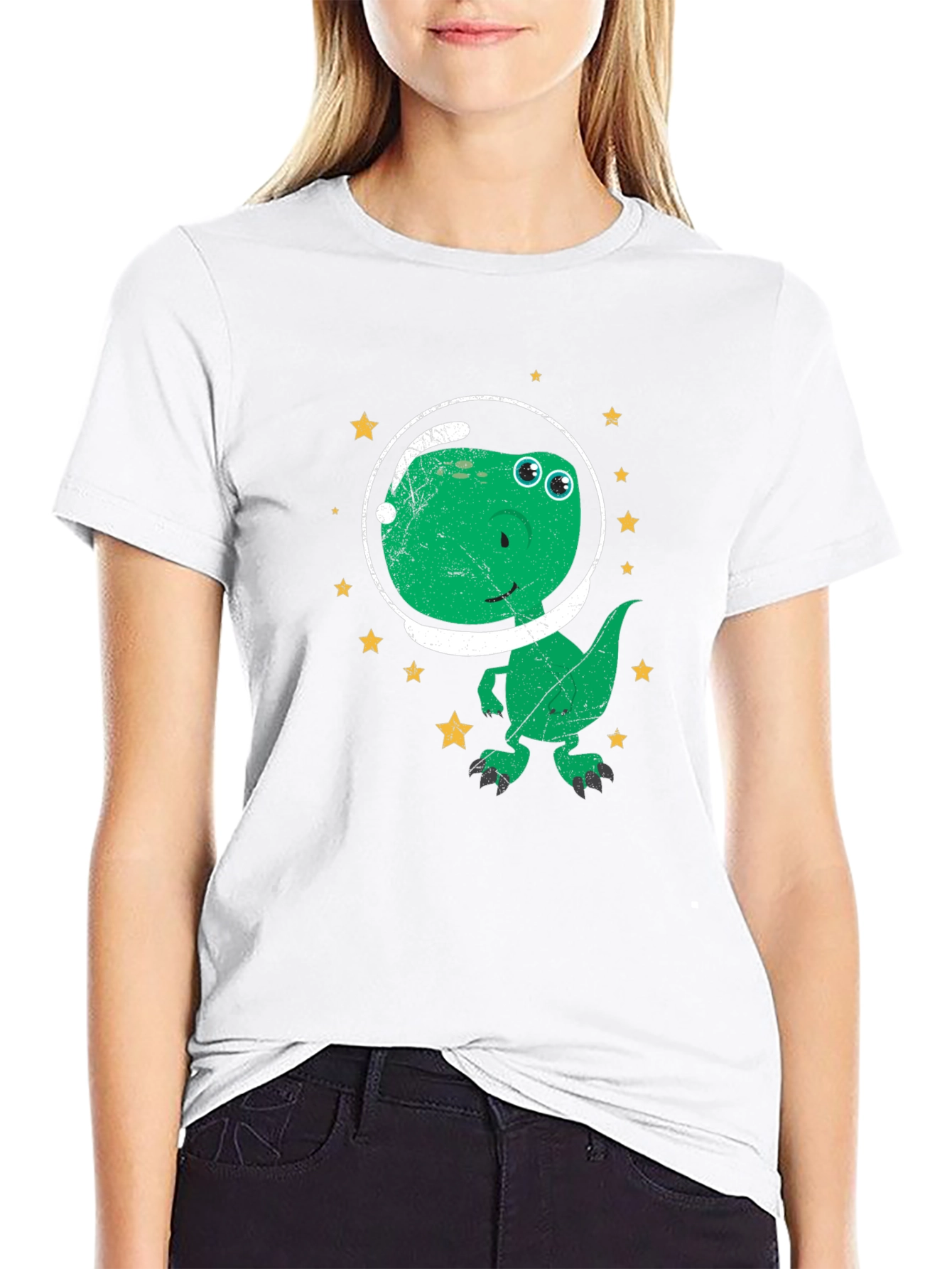 Dino Astronaut T-Shirt - Green Dinosaur in Space