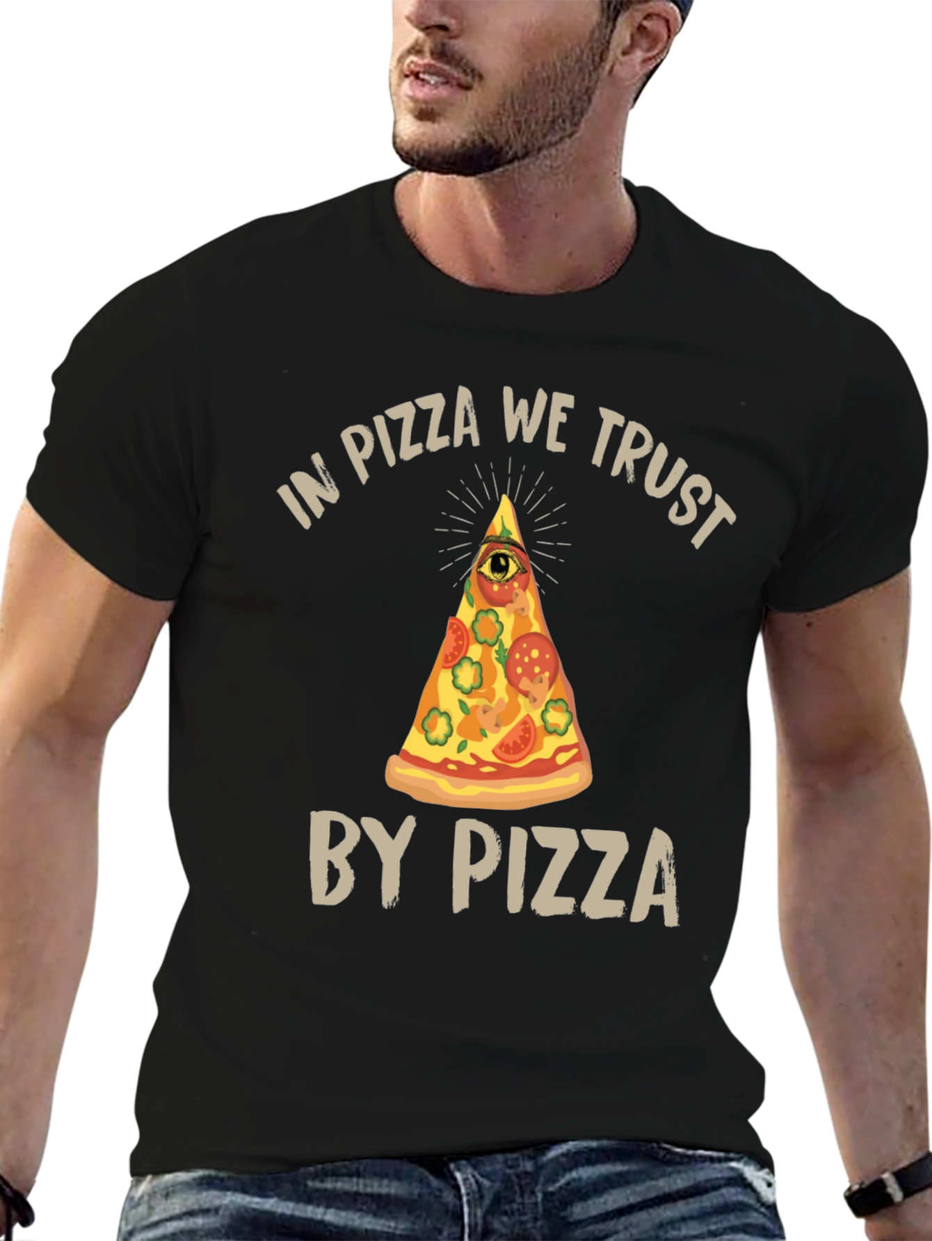 Pizza T-Shirt: In Pizza We Trust Funny Graphic Tee