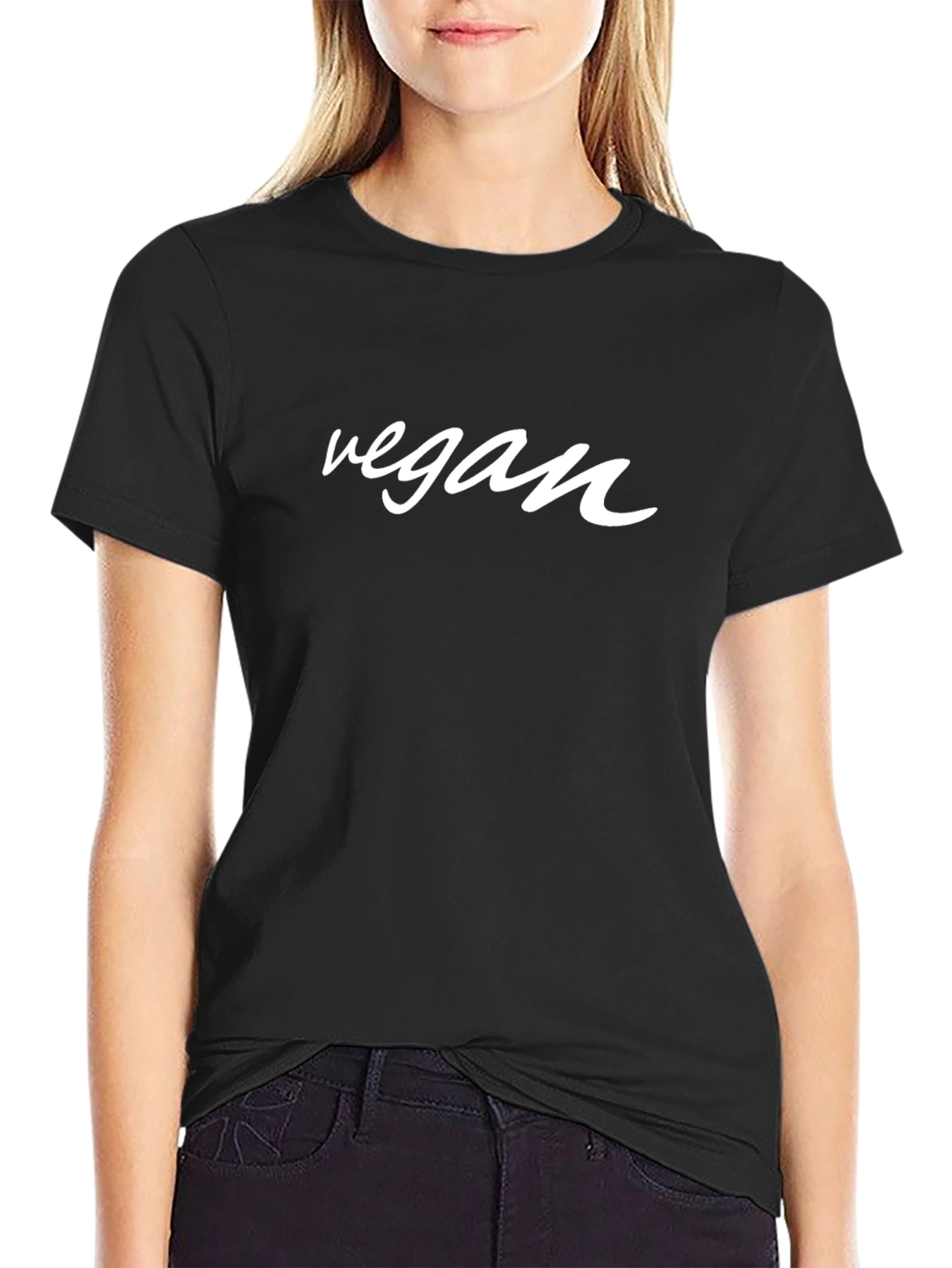 Vegan Statement T-Shirt - Classic Black Crew Neck