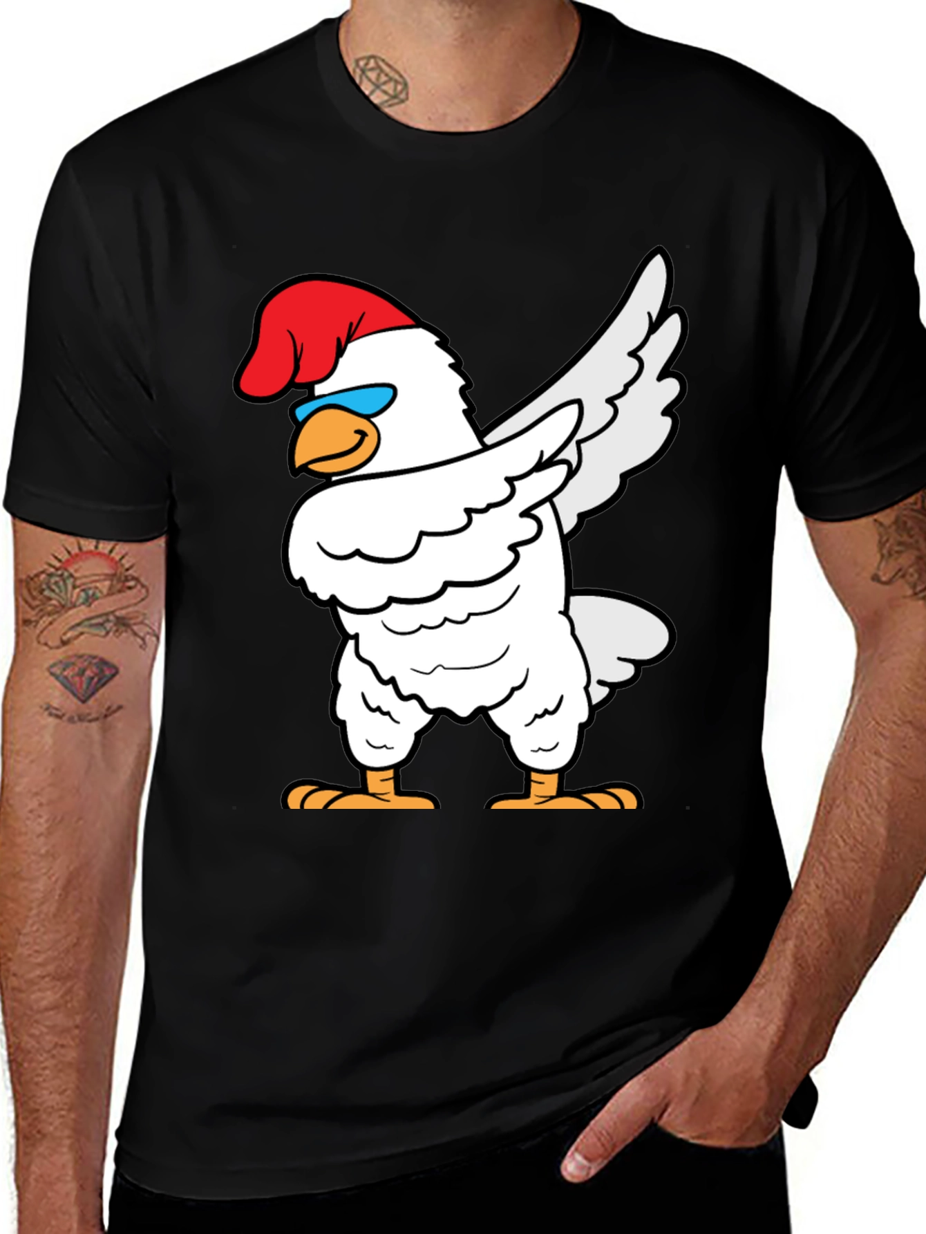 Dabbing Chicken Graphic Tee - Funny Bird T-Shirt