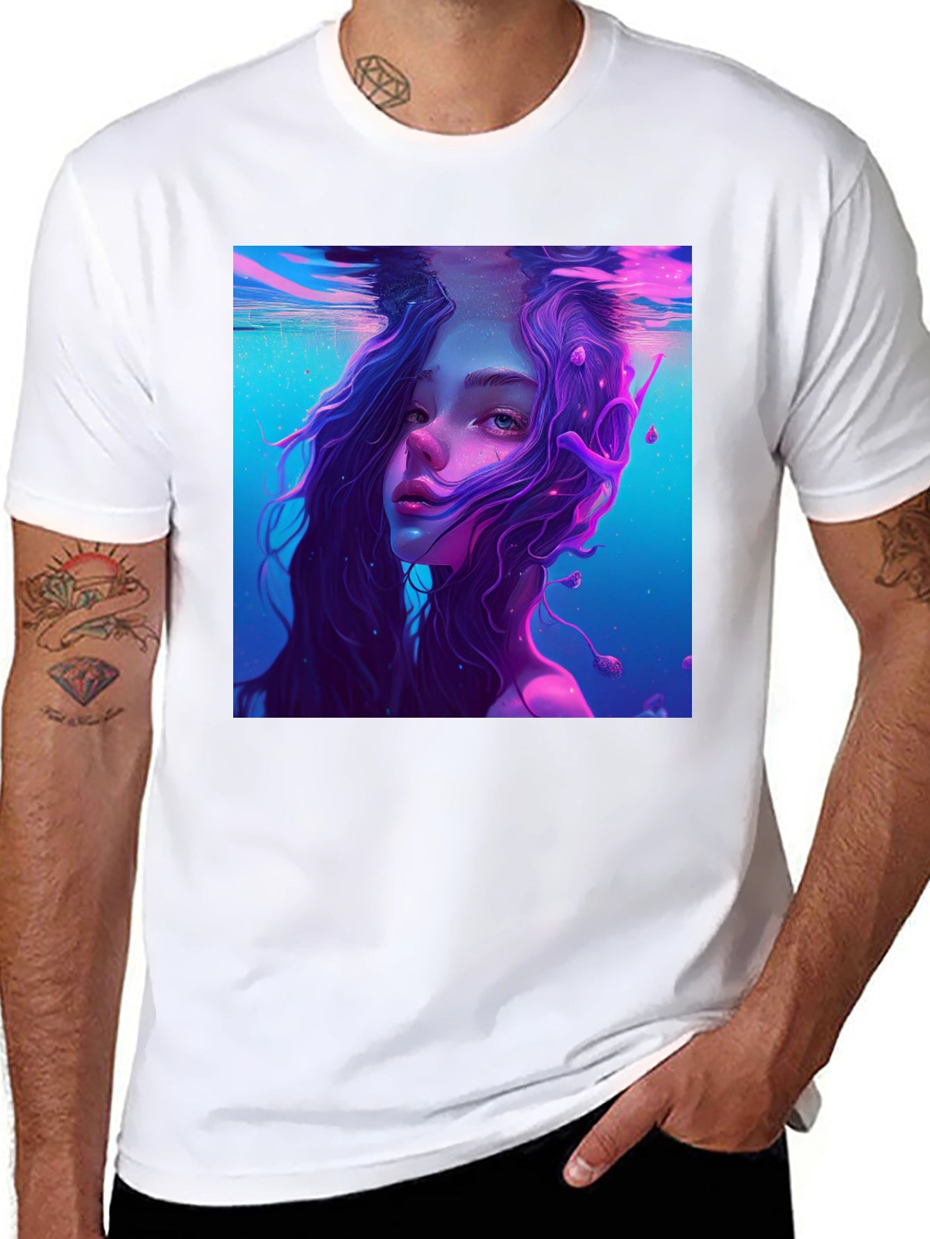 Underwater Dreamscape Graphic Tee - Mens Black T-Shirt