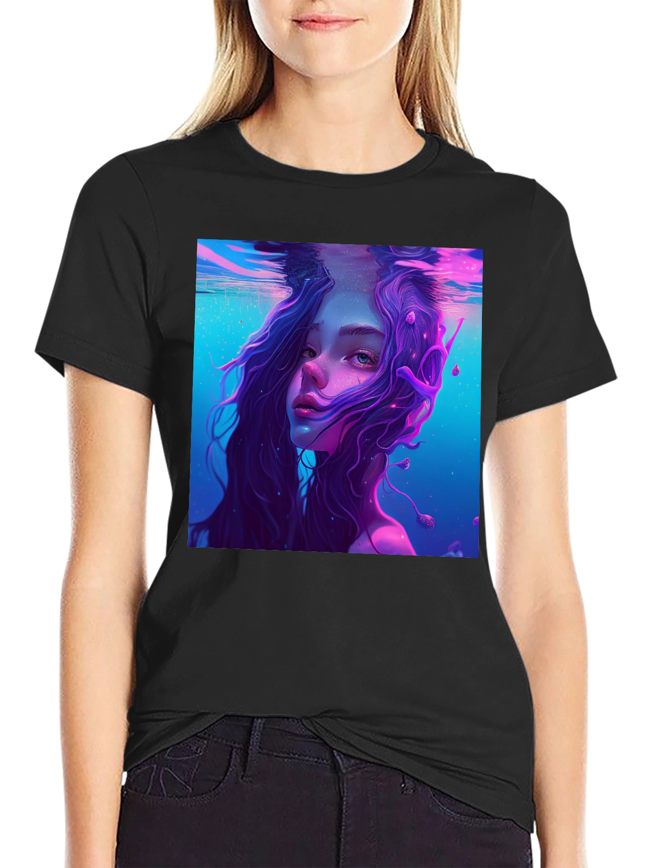 Underwater Dreamscape Graphic Tee - Mens Black T-Shirt