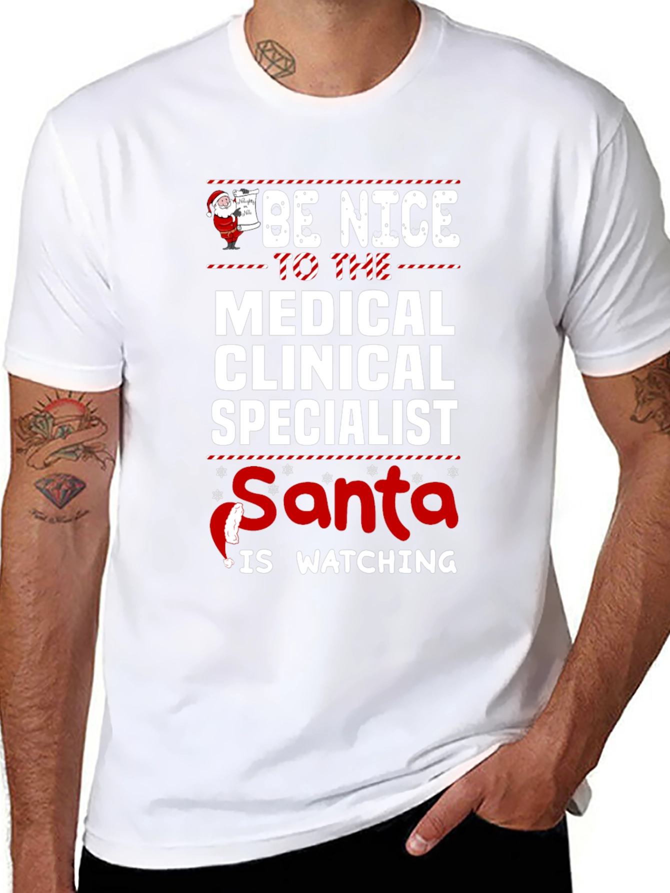 Medical Clinical Specialist Santa Watching T-Shirt