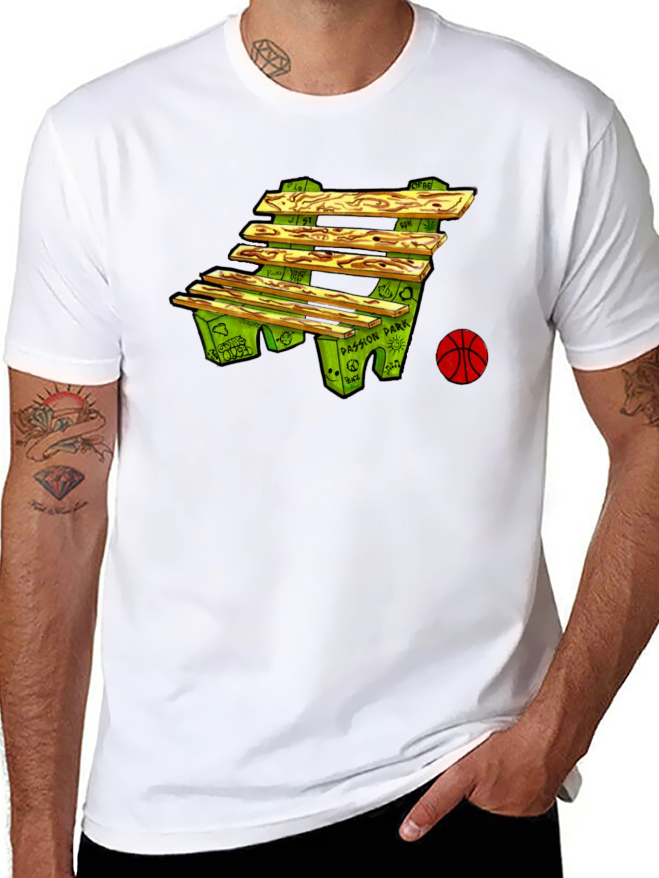 Bench & Basketball Graphic Tee - Passion Park Design