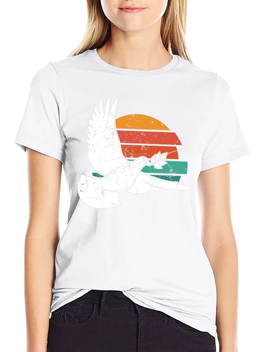 Peace Dove Retro Sunset Graphic T-Shirt