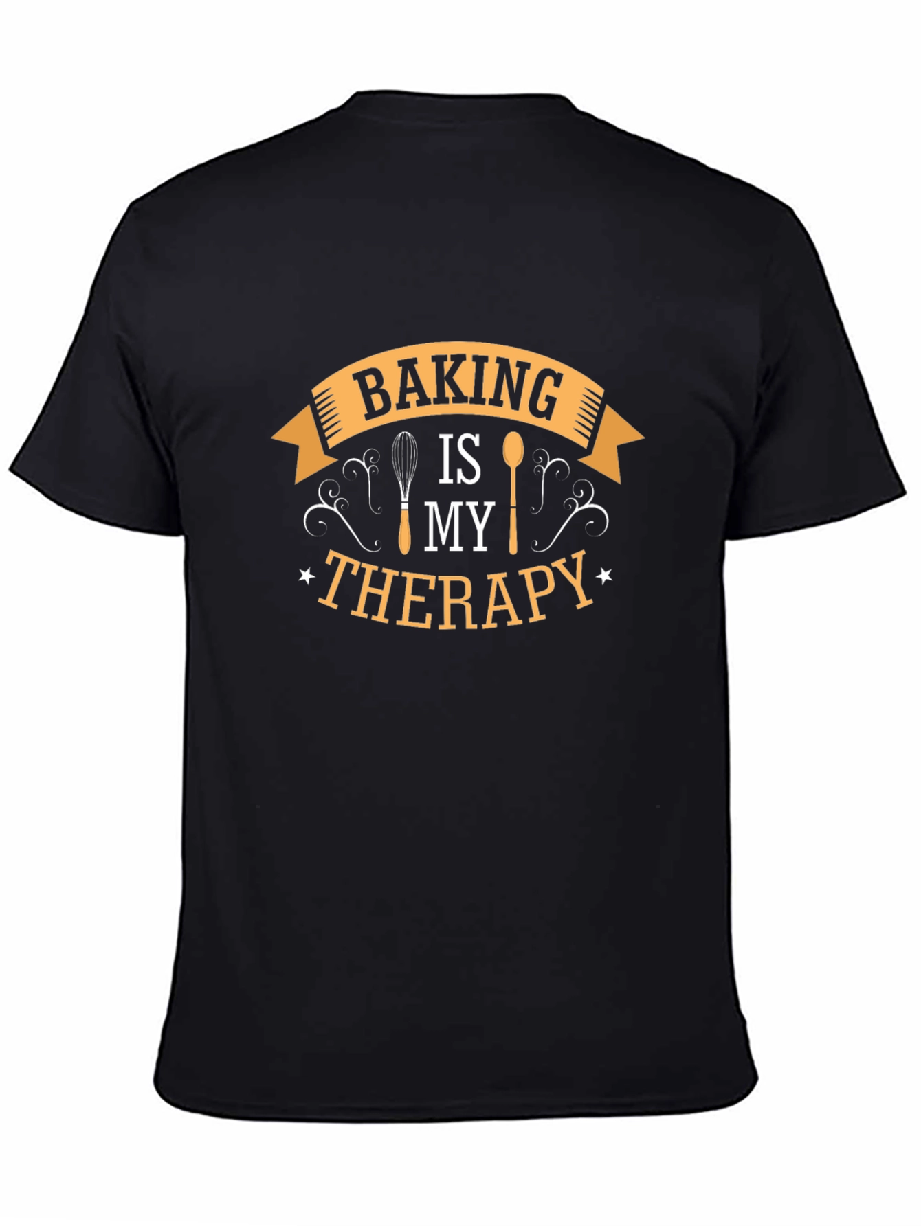 Baking is My Therapy Black Cotton T-Shirt