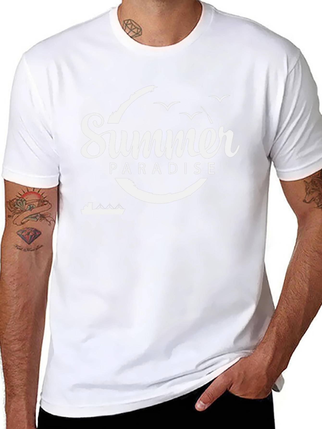 Summer Paradise Black Graphic T-Shirt