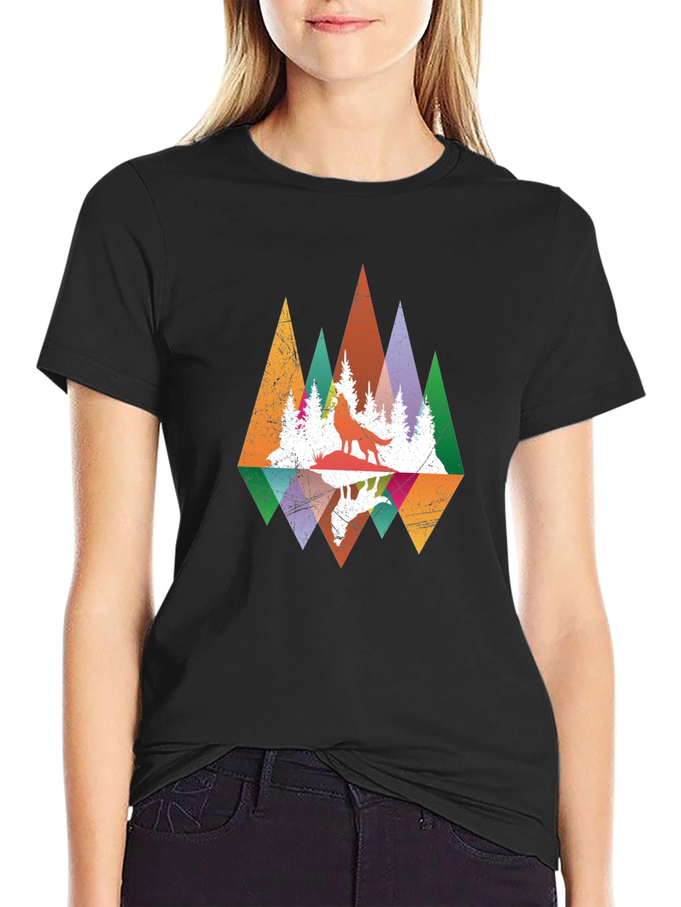 Wolf Reflection Graphic Tee - Mens Black T-Shirt