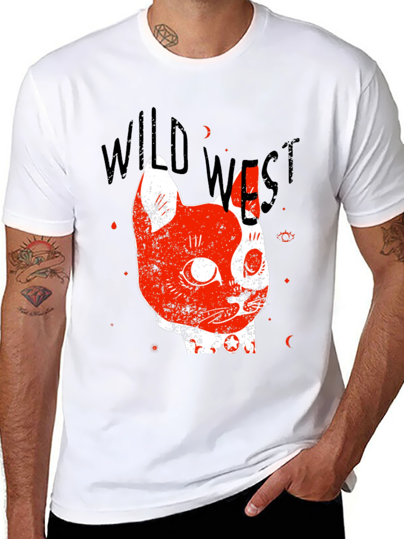 Wild West Cat Graphic Tee - Black