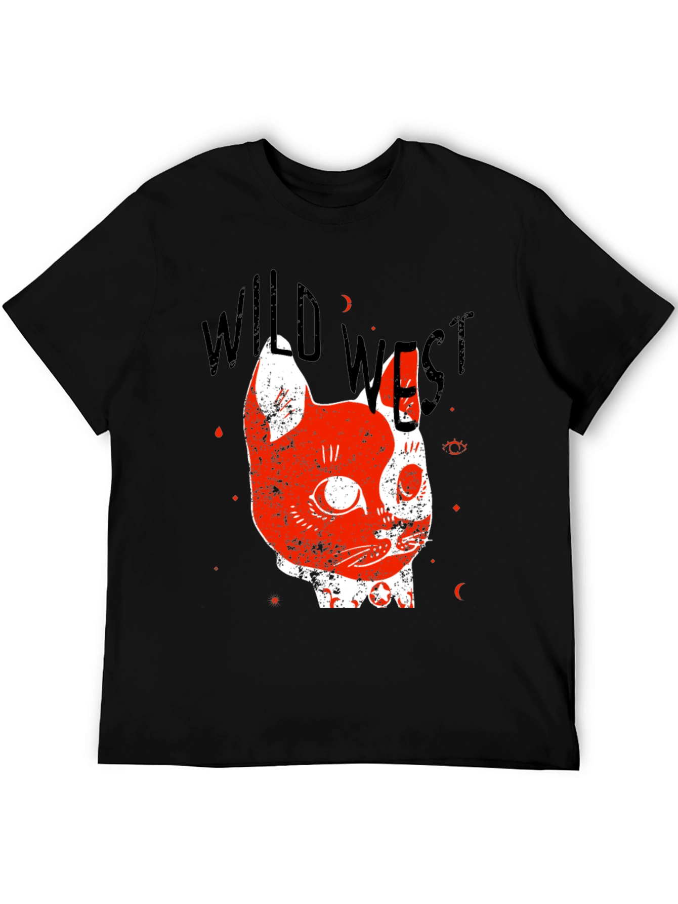 Wild West Cat Graphic Tee - Black