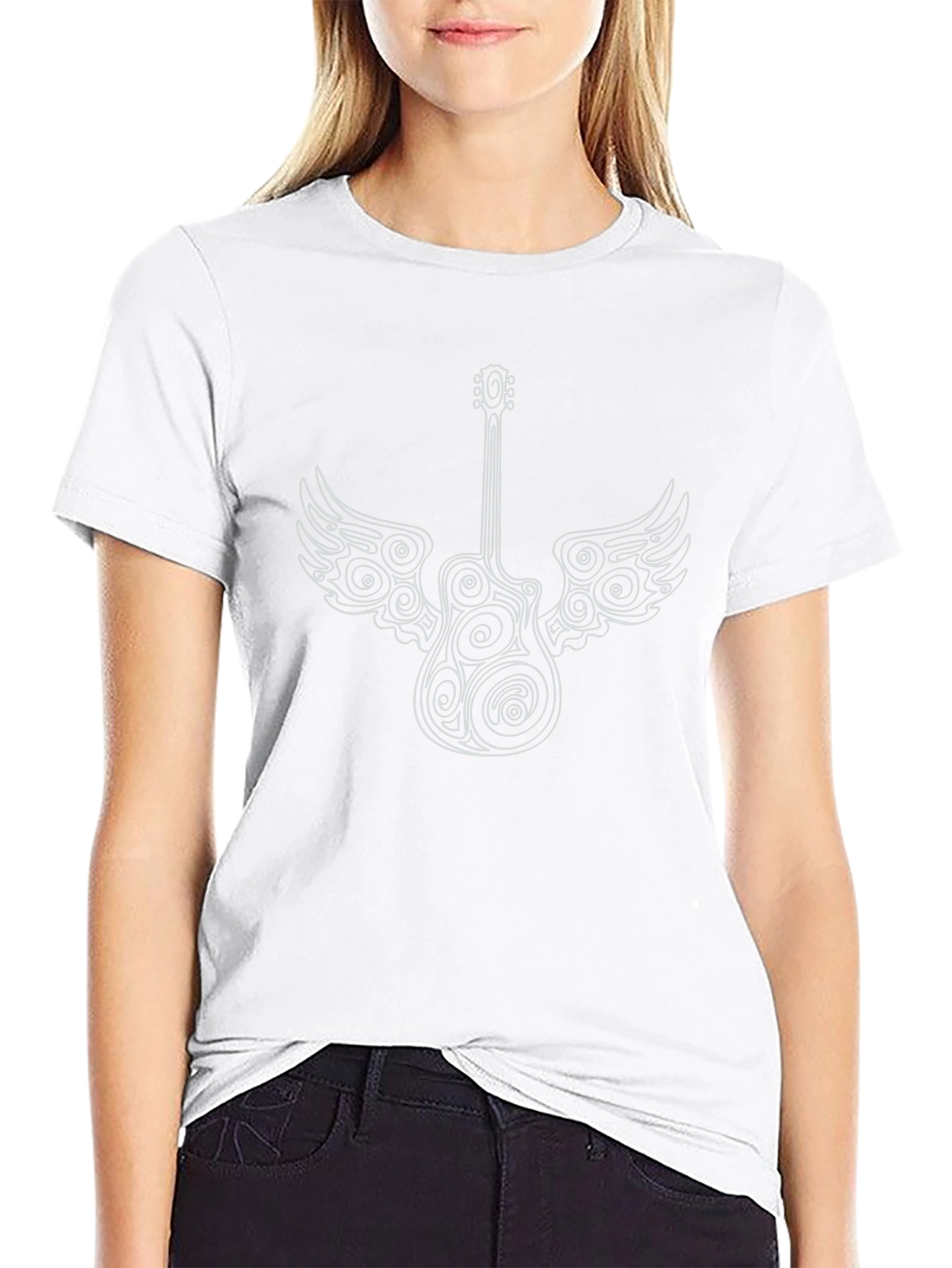 Black Guitar Wings Graphic Tee
