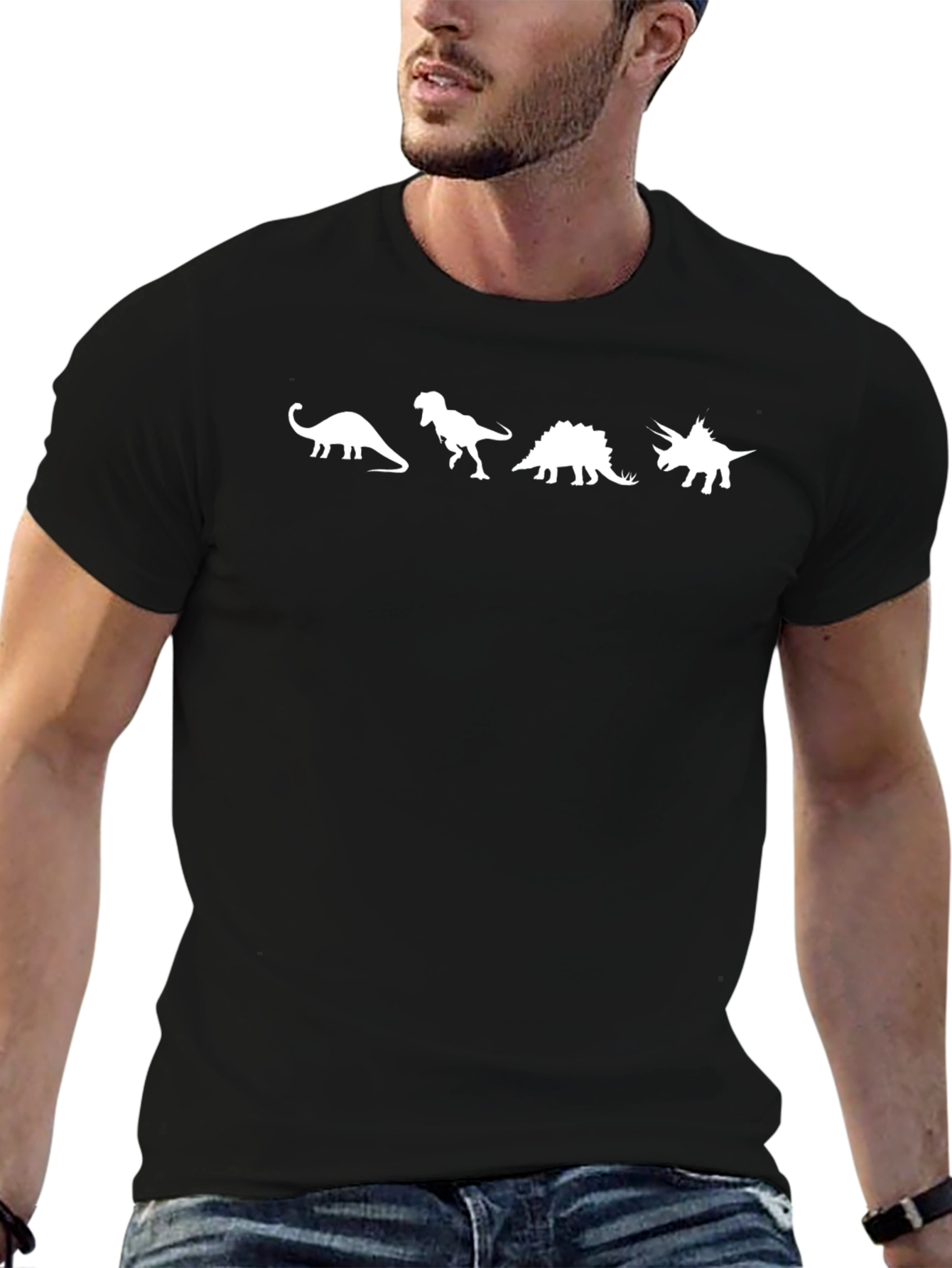 Dinosaur Silhouette Graphic Tee - Black