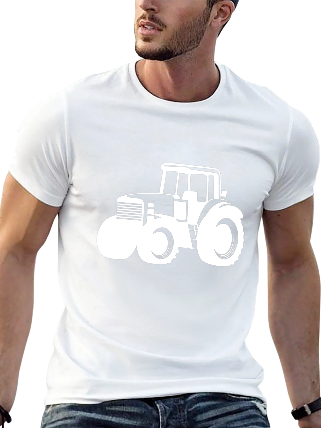 Tractor Graphic Tee - Black Cotton Comfort