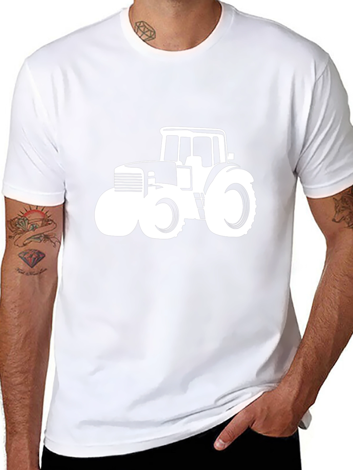 Tractor Graphic Tee - Black Cotton Comfort