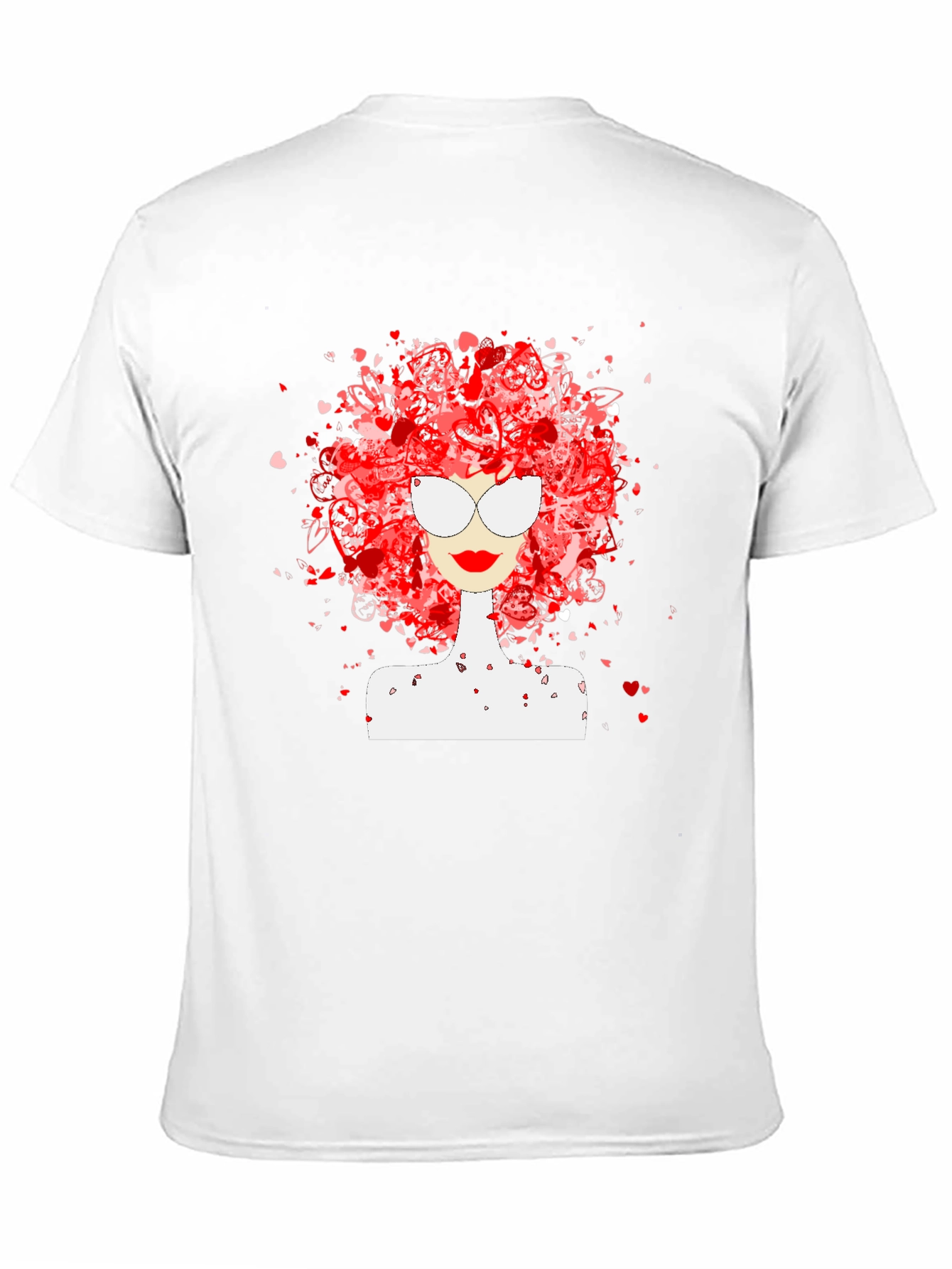 Heart Hair Lady Black T-Shirt