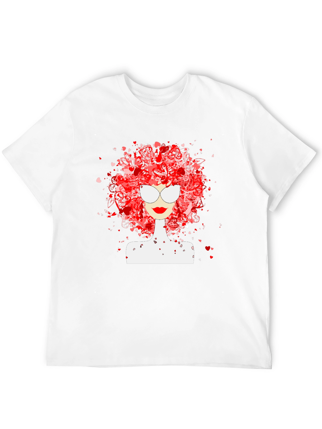 Heart Hair Lady Black T-Shirt
