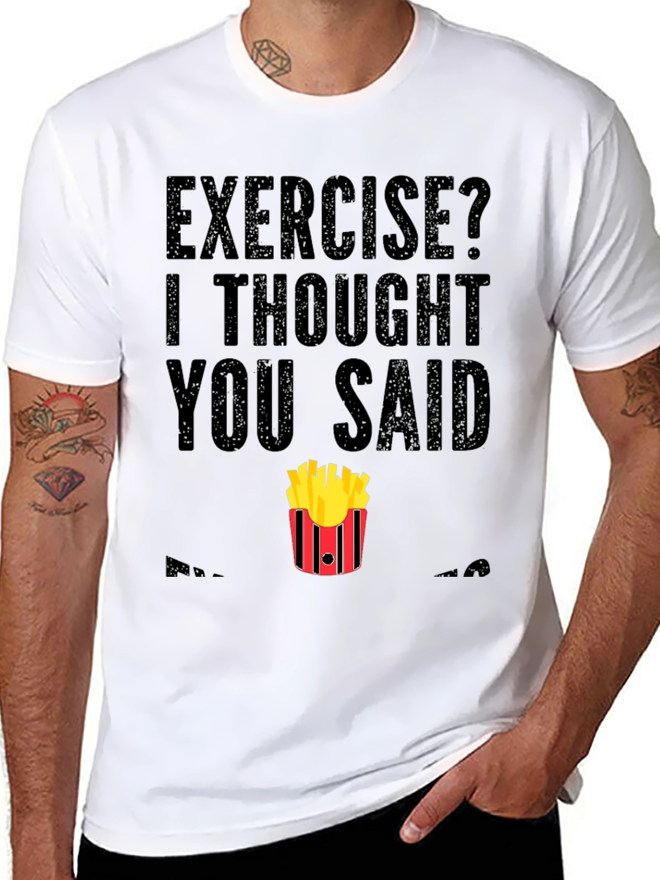 Exercise? Fries T-Shirt - Funny Foodie Tee