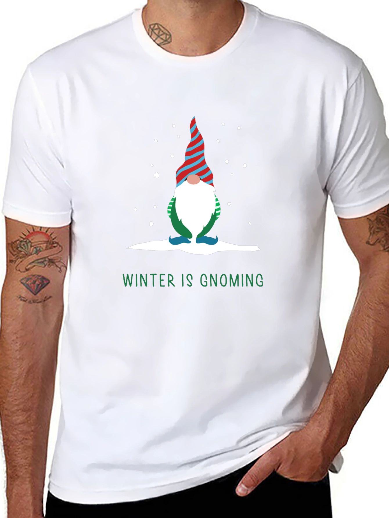 Winter Gnoming Graphic Tee Shirt - Holiday Fun