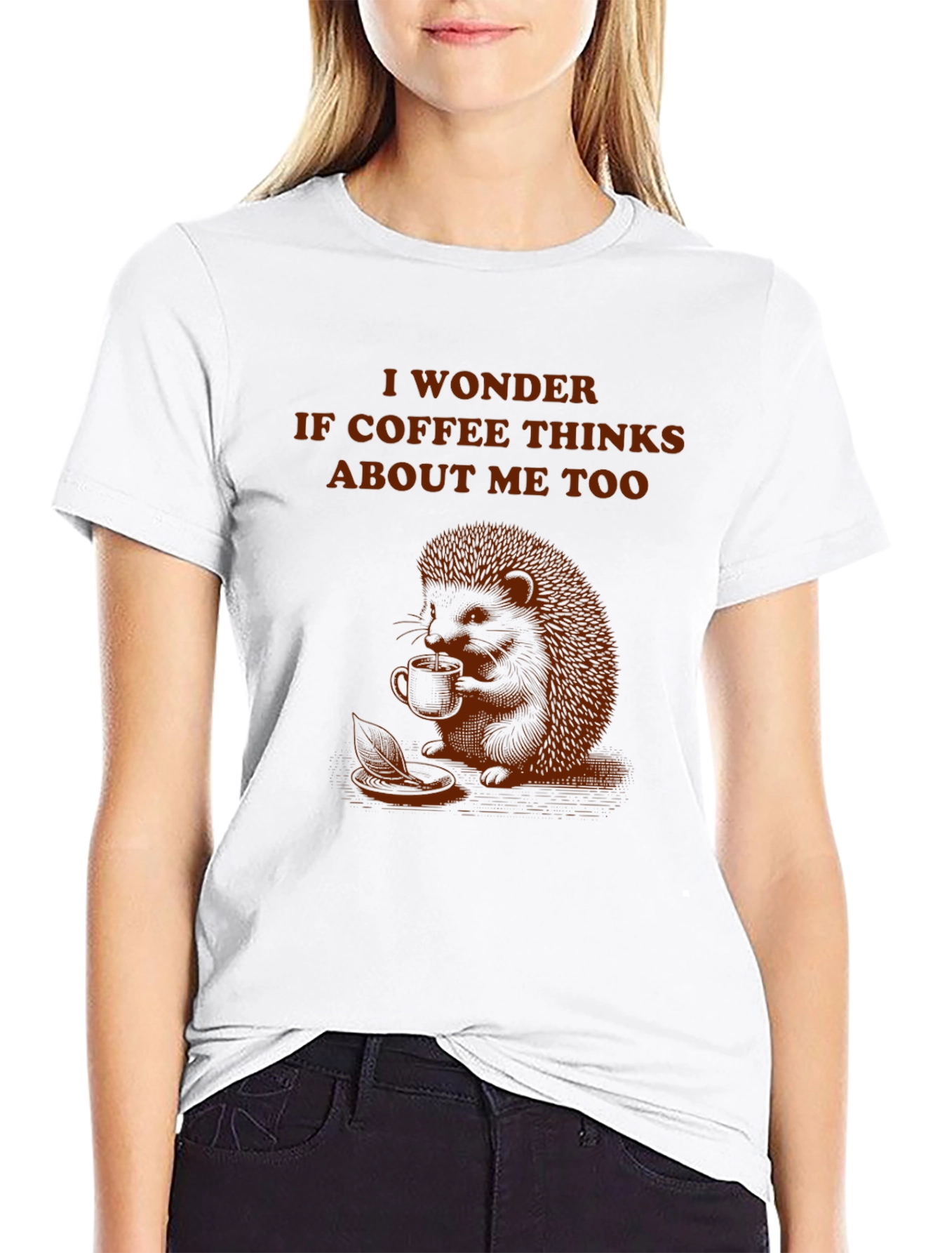 Coffee Thinking Hedgehog T-Shirt