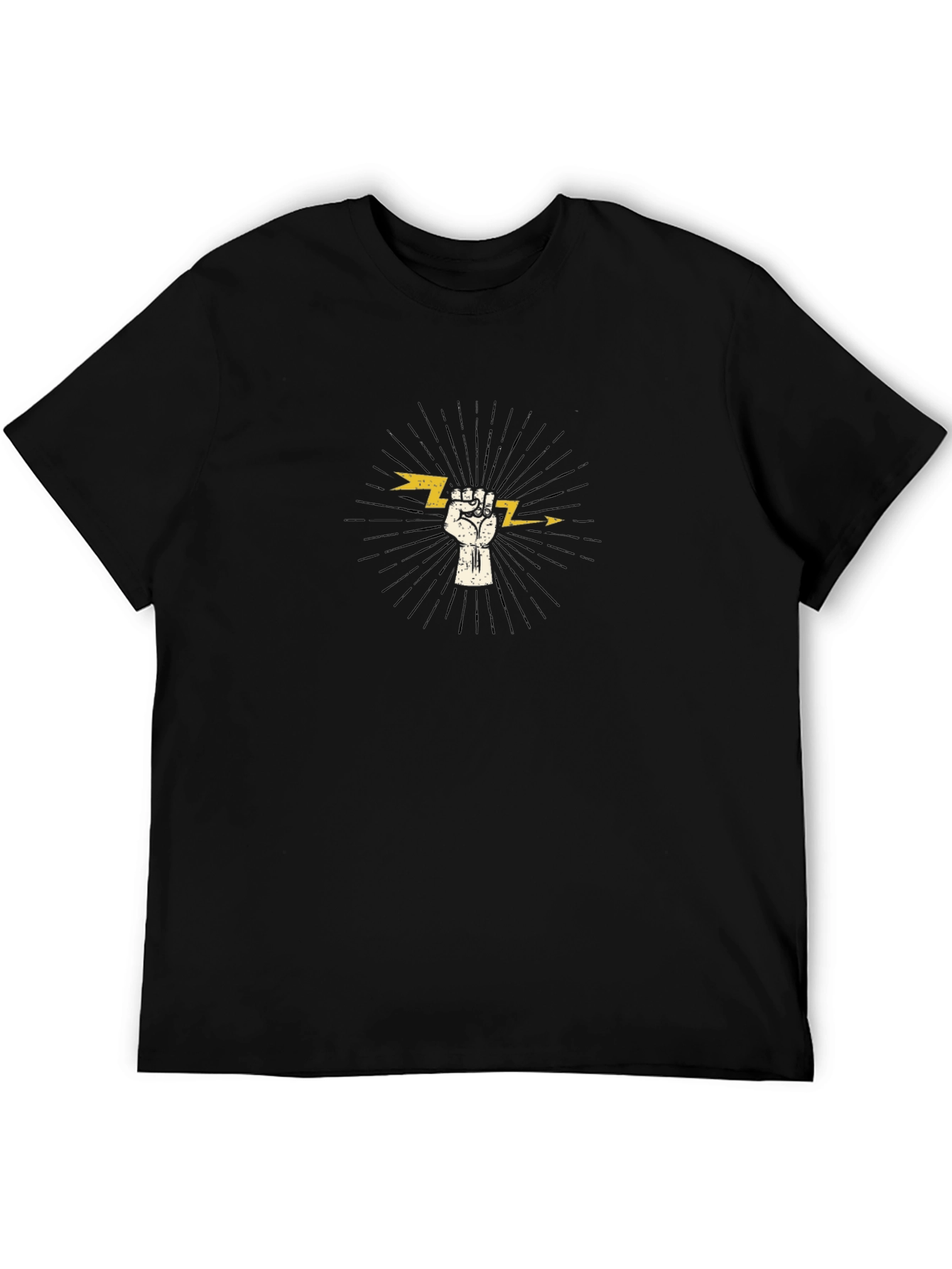 Empowered Bolt Graphic Tee - Black Cotton Crew Neck