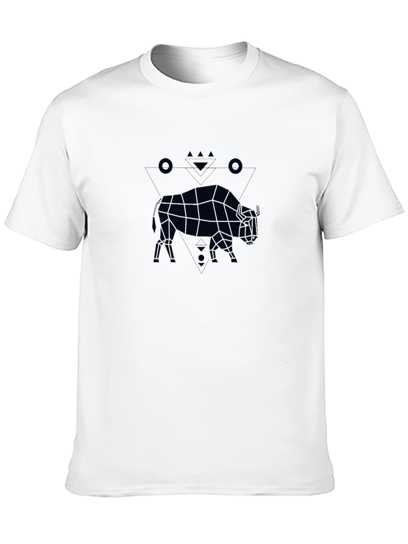 Geometric Bison Graphic Tee - Black