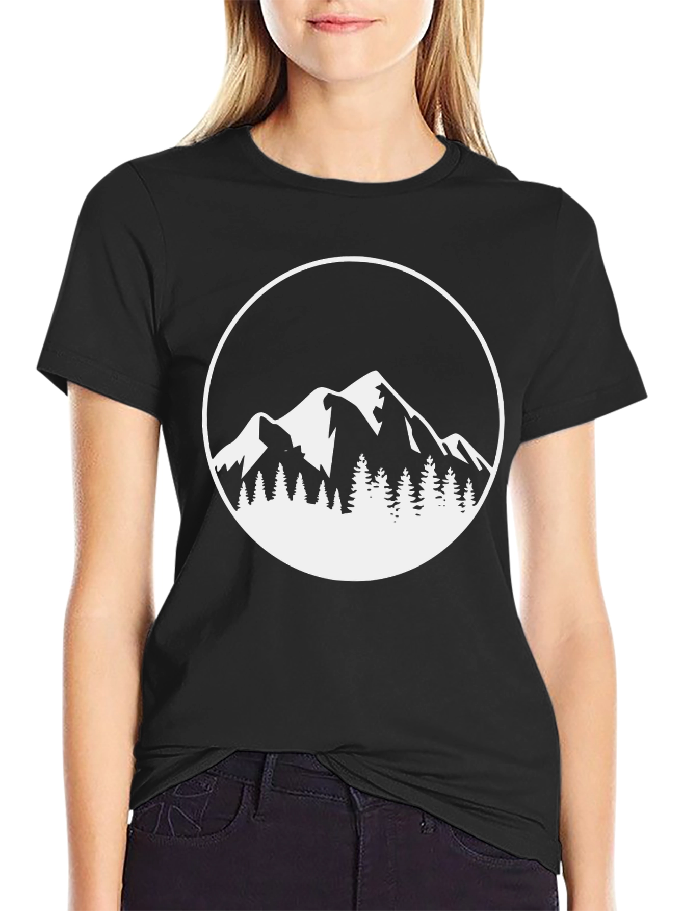 Mountain Scene Graphic Tee - Black