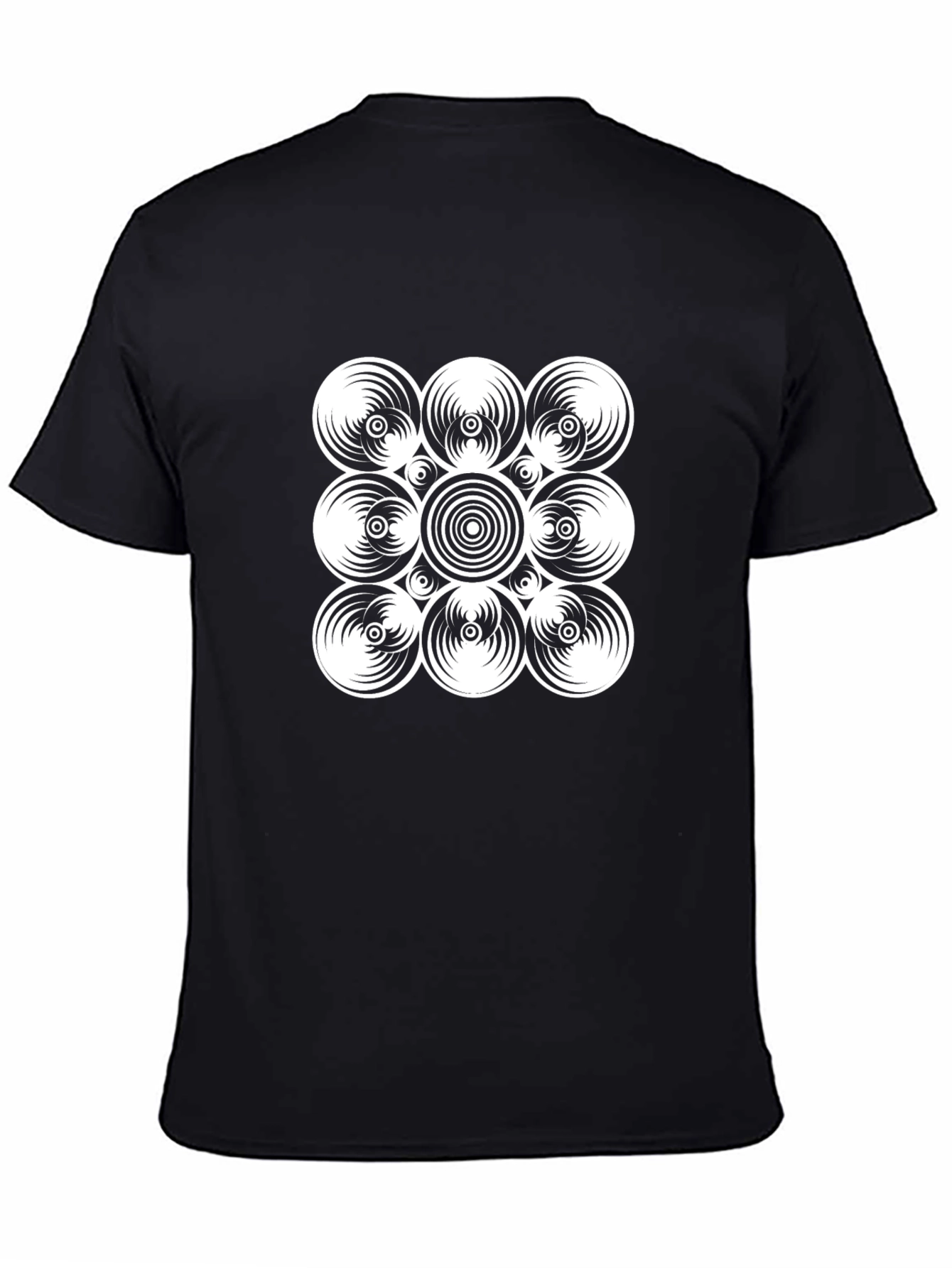 Geometric Circle Design Black T-Shirt