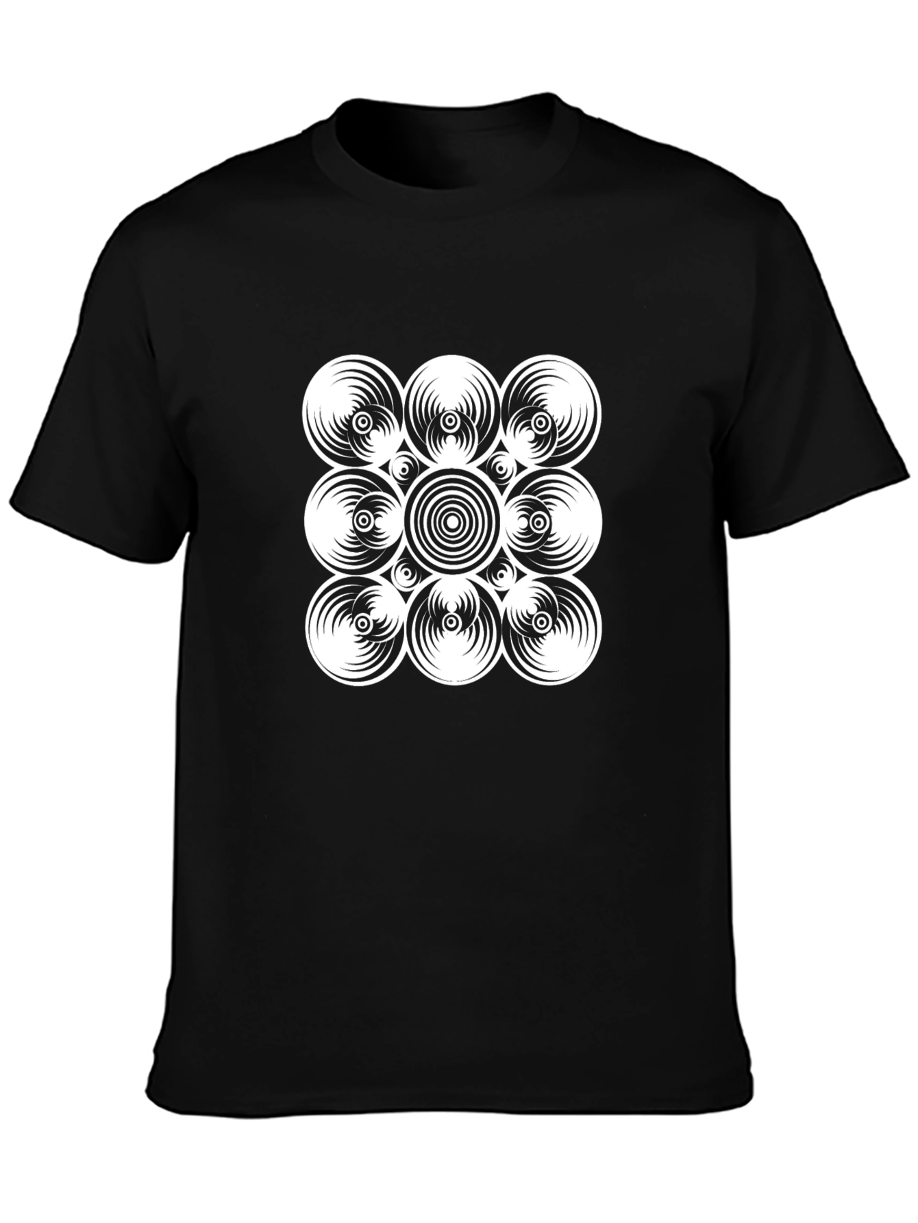 Geometric Circle Design Black T-Shirt