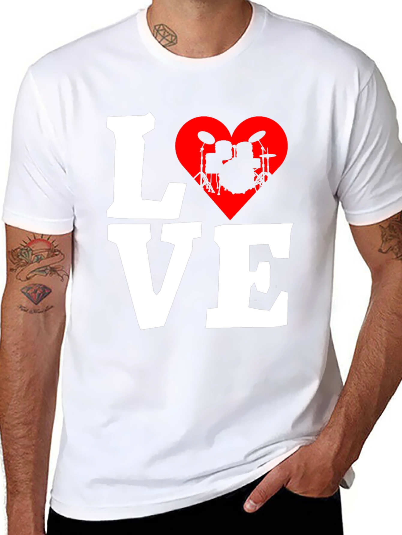 Love Drums T-Shirt - Music Heart Tee