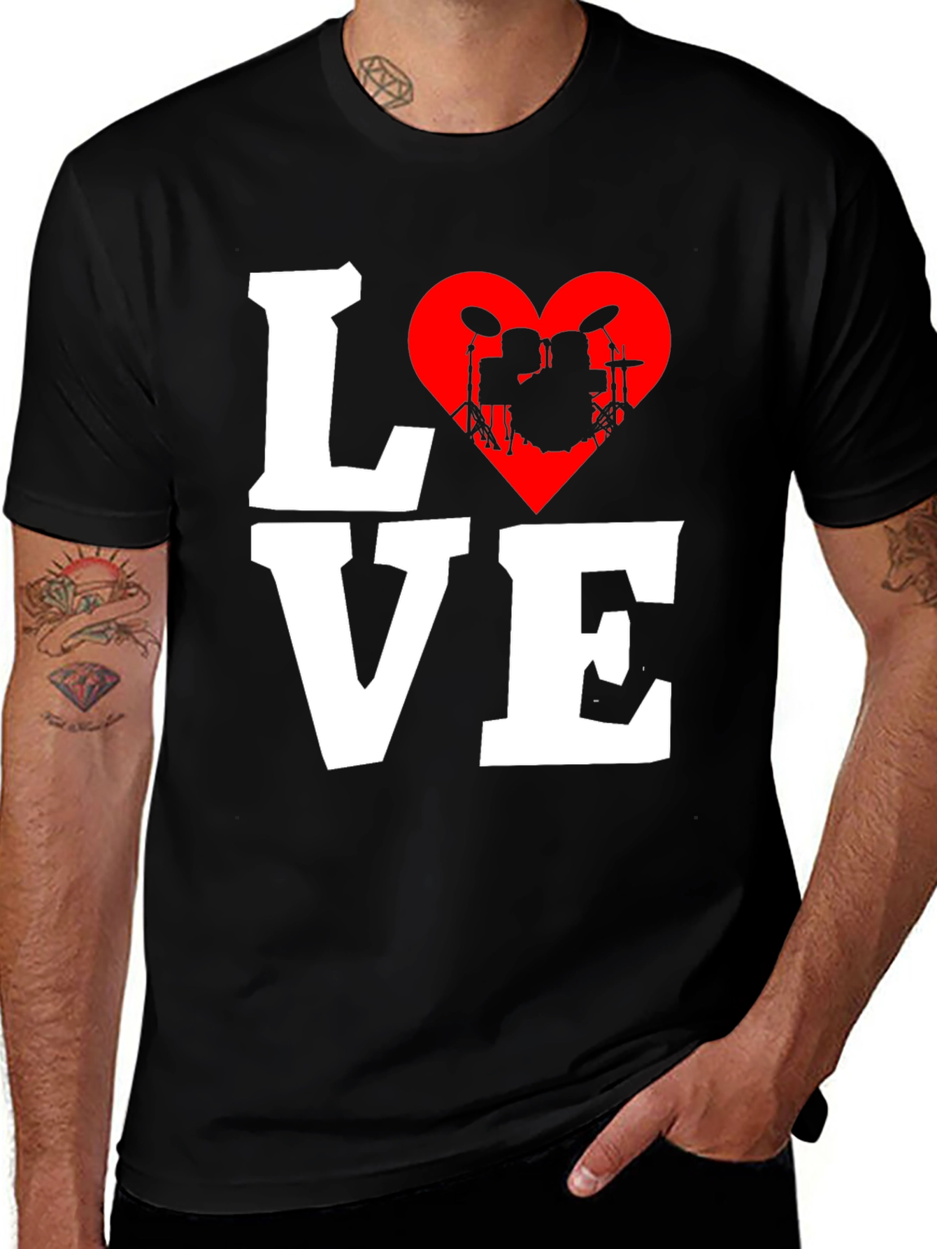 Love Drums T-Shirt - Music Heart Tee