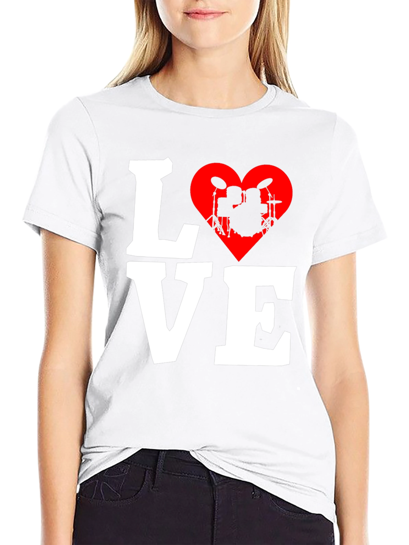 Love Drums T-Shirt - Music Heart Tee