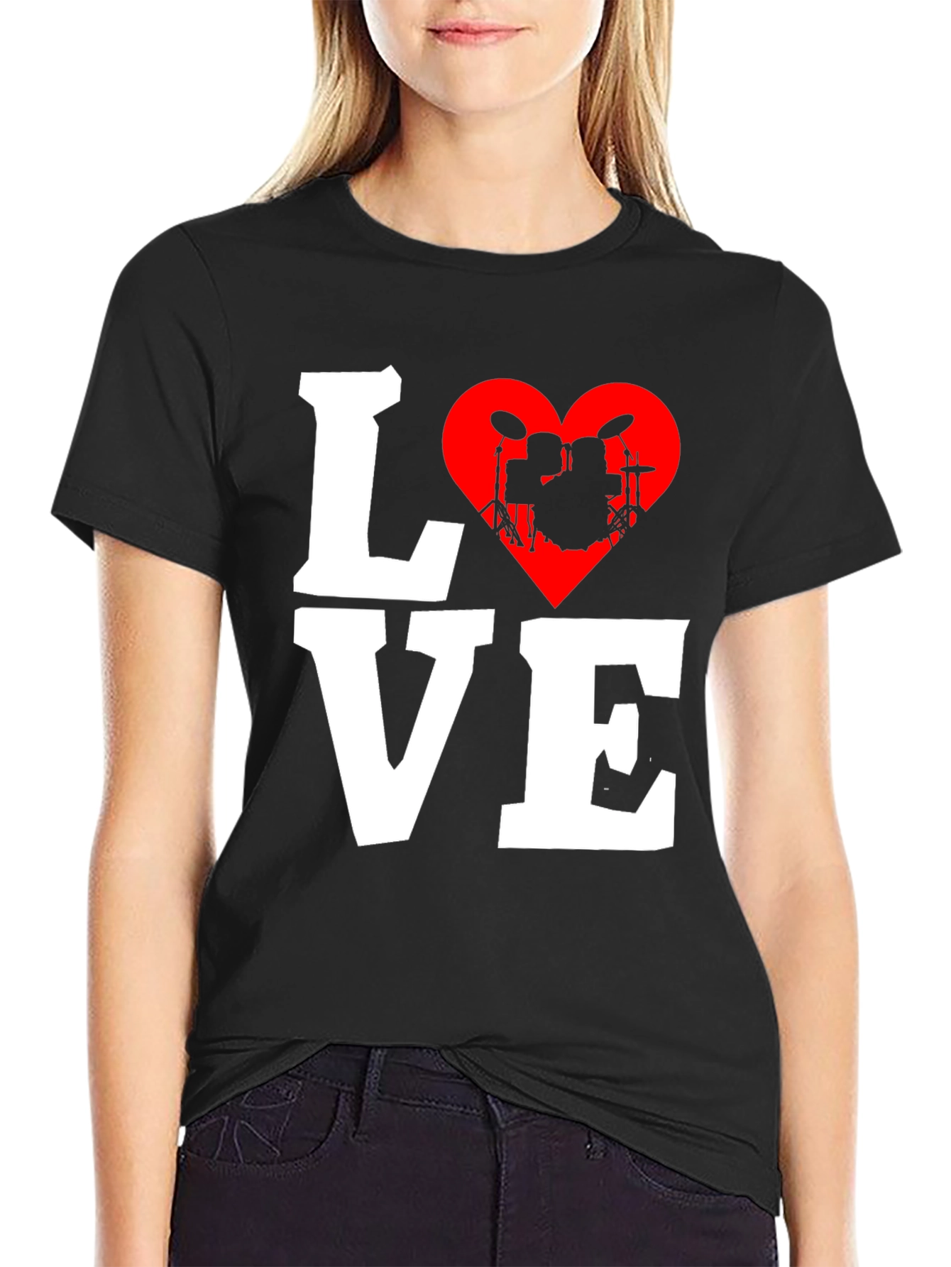 Love Drums T-Shirt - Music Heart Tee