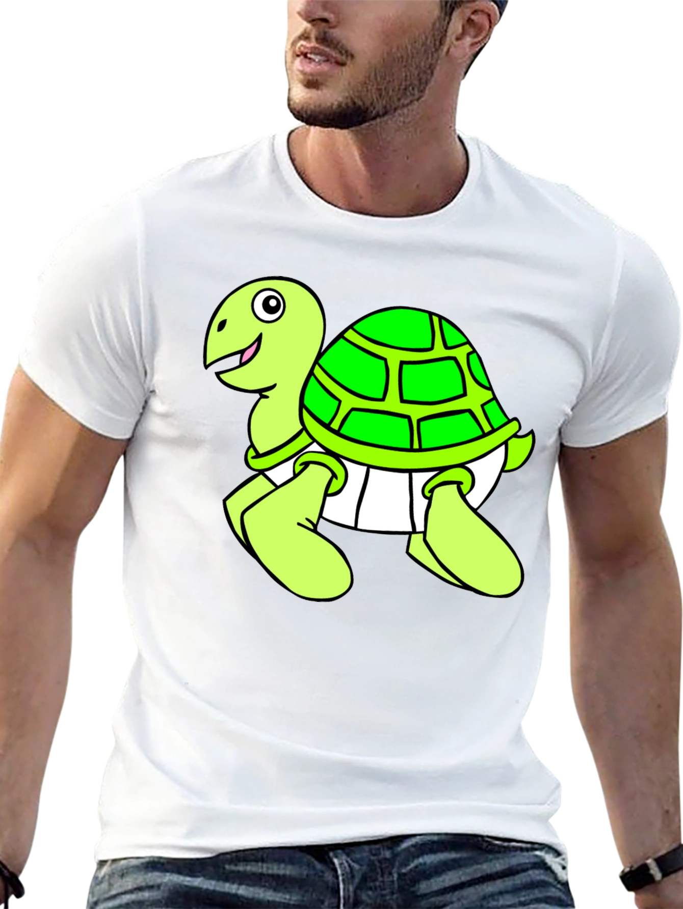 Cartoon Turtle Graphic Black T-Shirt