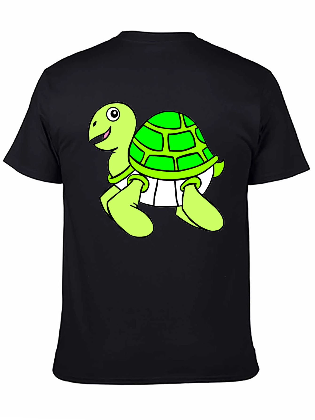 Cartoon Turtle Graphic Black T-Shirt