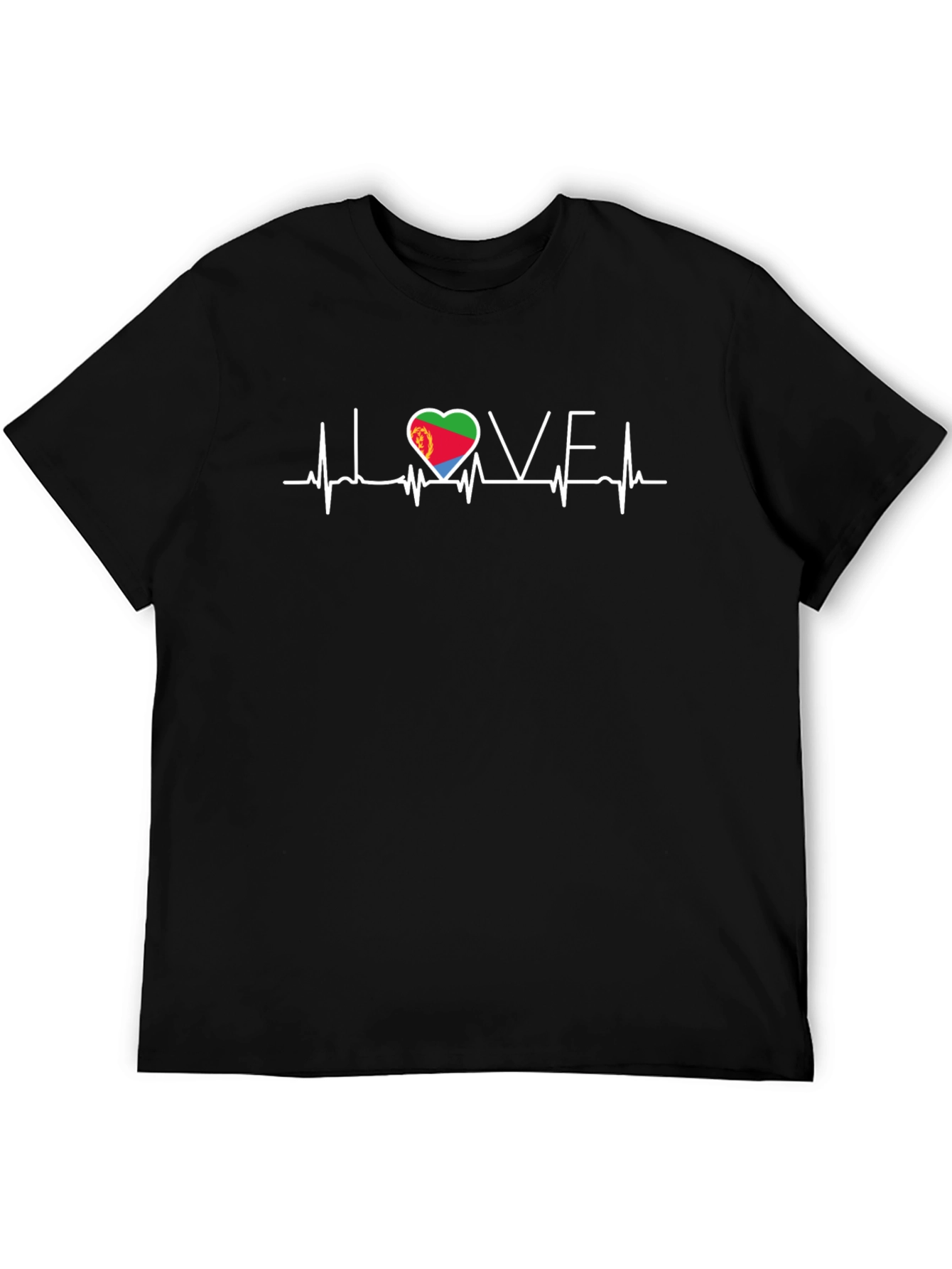 Eritrea Love Heartbeat Black T-Shirt